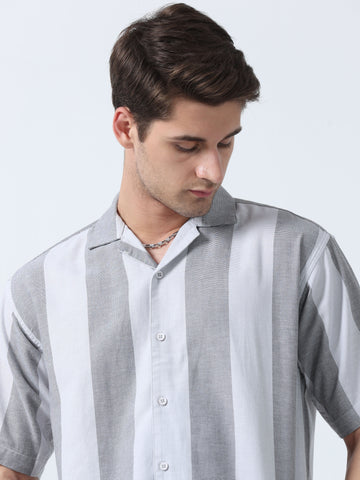 Half Sleeves Awning Stripes Relaxed Fit Men's Shirt