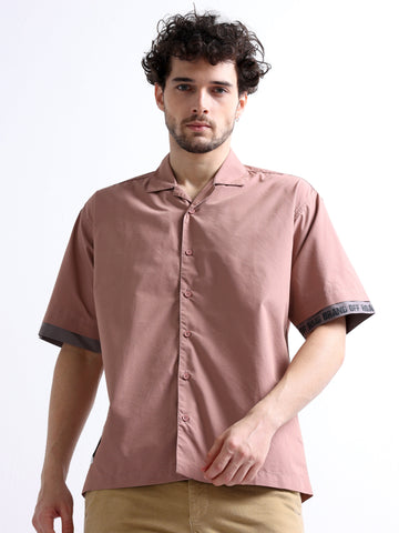 Men's Cuban Collar Hem Shirt | Rust