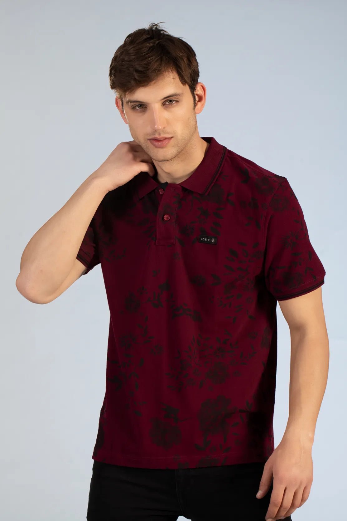Floral polo t shirt hot sale