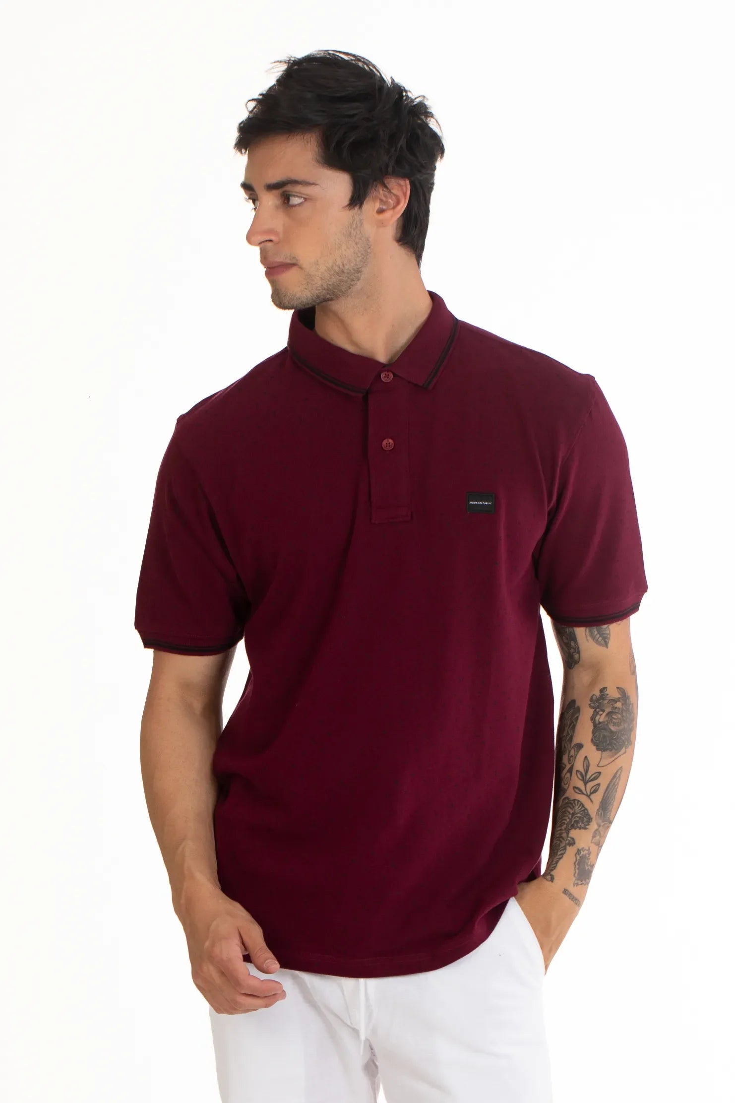 Buy Burgundy Men s Geo Printed Polo T Shirt North Republic
