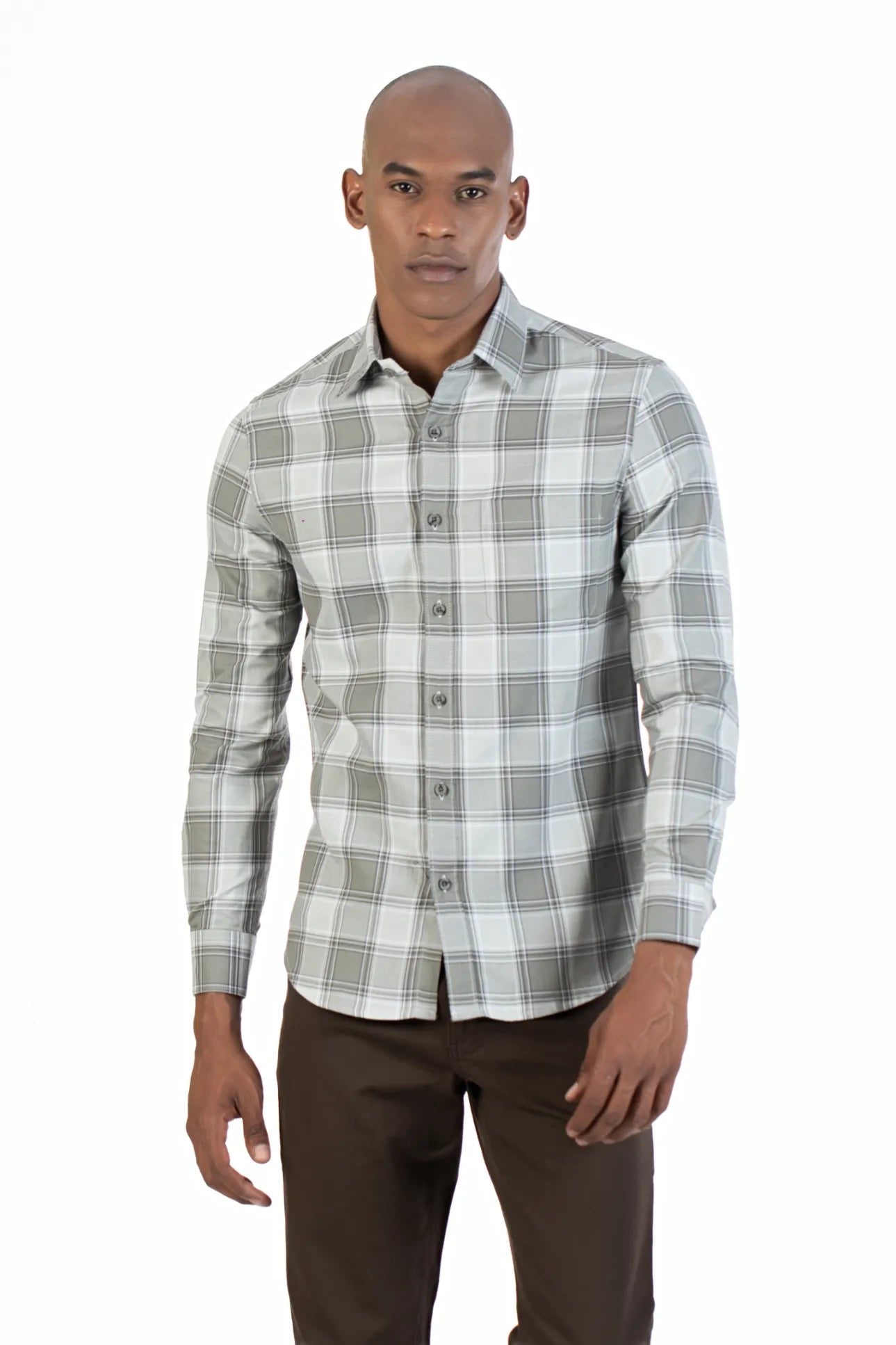 Buy Grey Men's Plaid Oxford Full Sleeve Checked Shirt