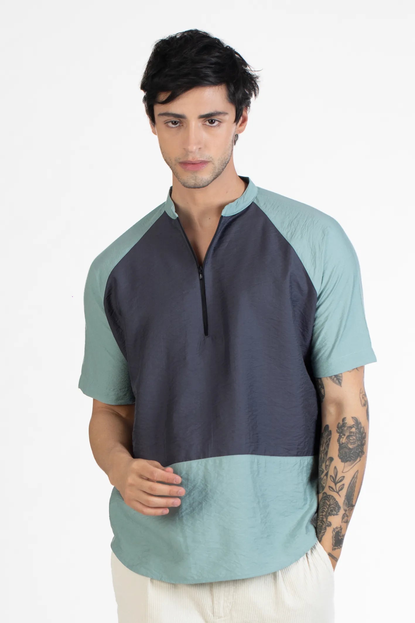 Buy Zipper Men's Raglan Half Sleeve Shirt-North Republic