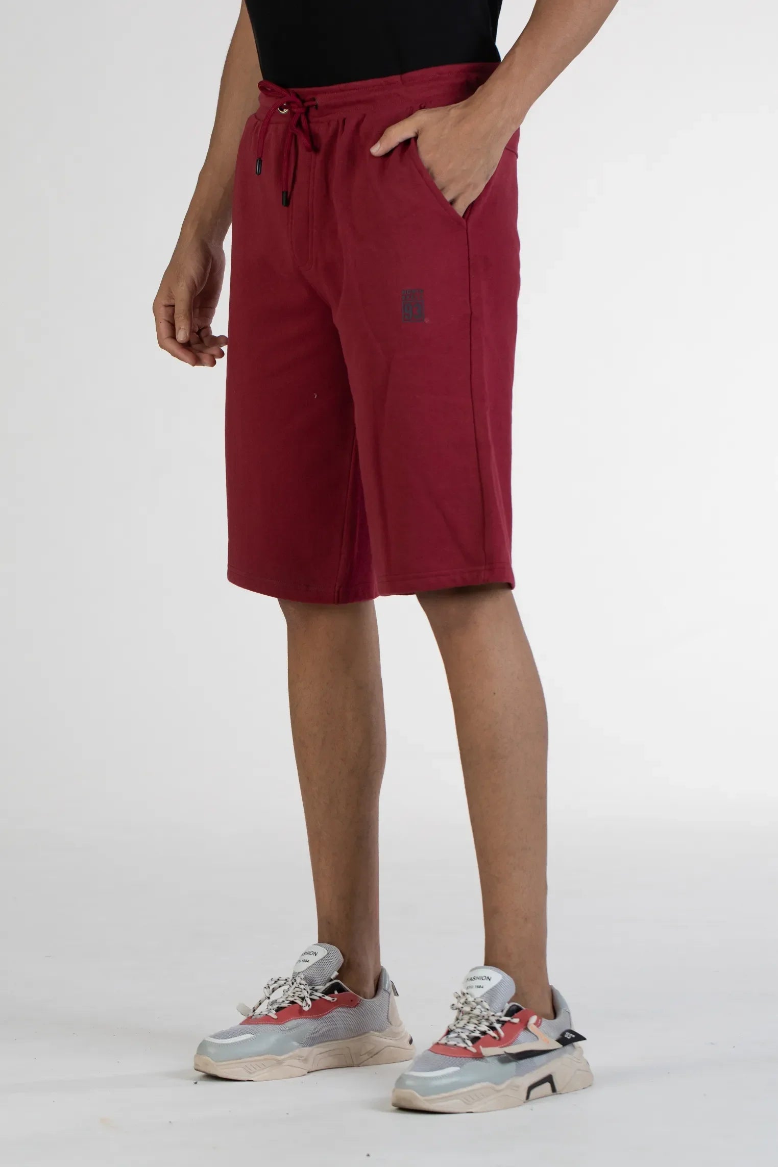 Buy burgundy solid knit cotton men s shorts North Republic
