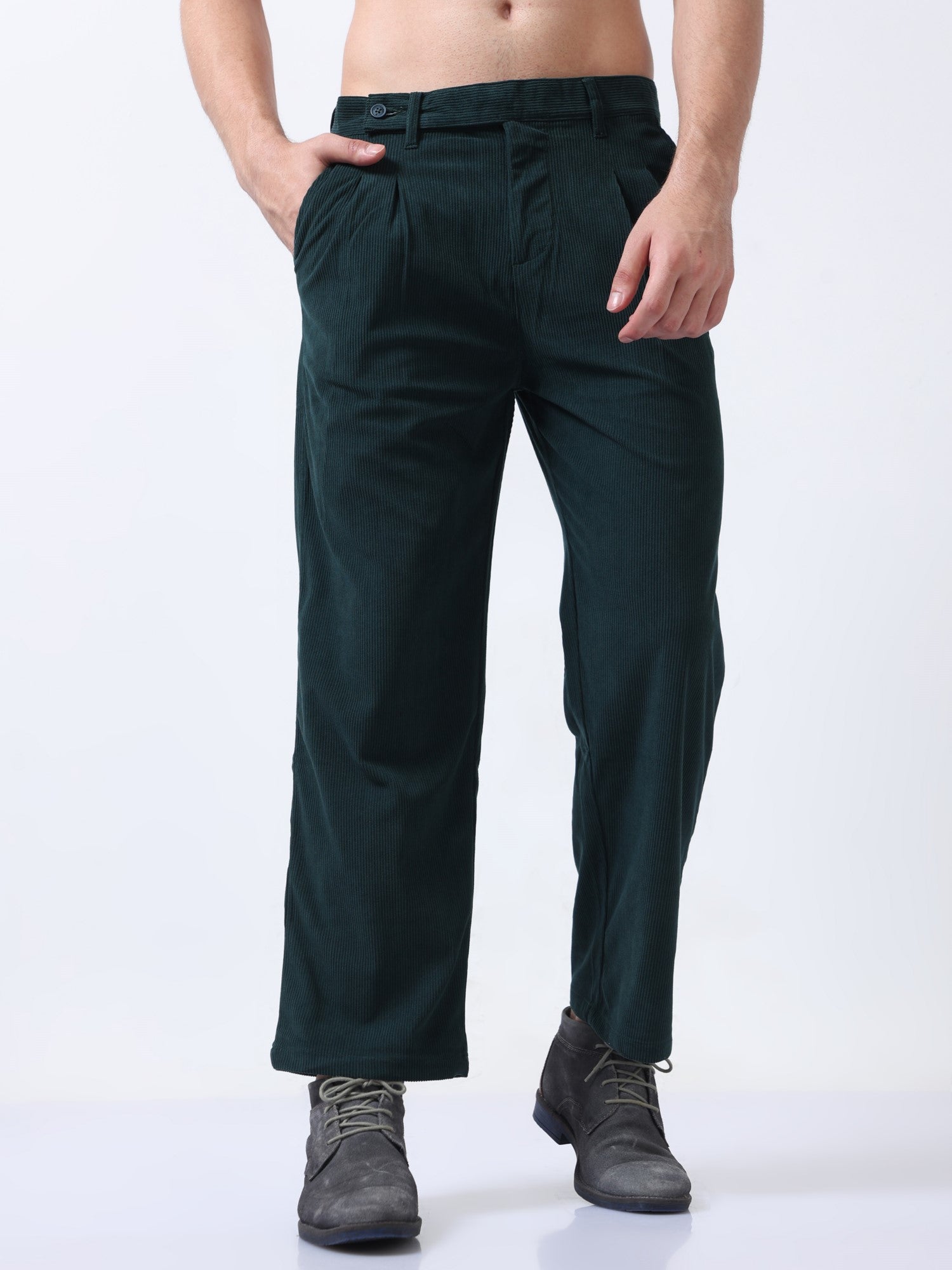 Dark Green Relaxed Fit Men's Baggy Pant 