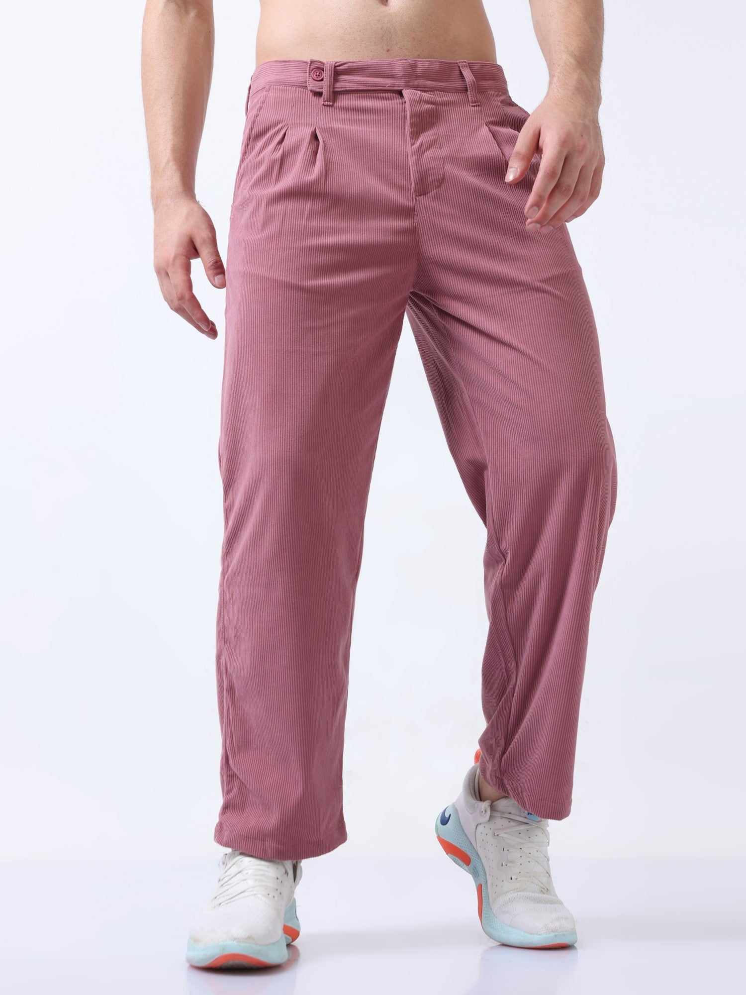 Men Opium Pink Pants| Casual Lines Pant| Comfortable Quality| Sainly– SAINLY