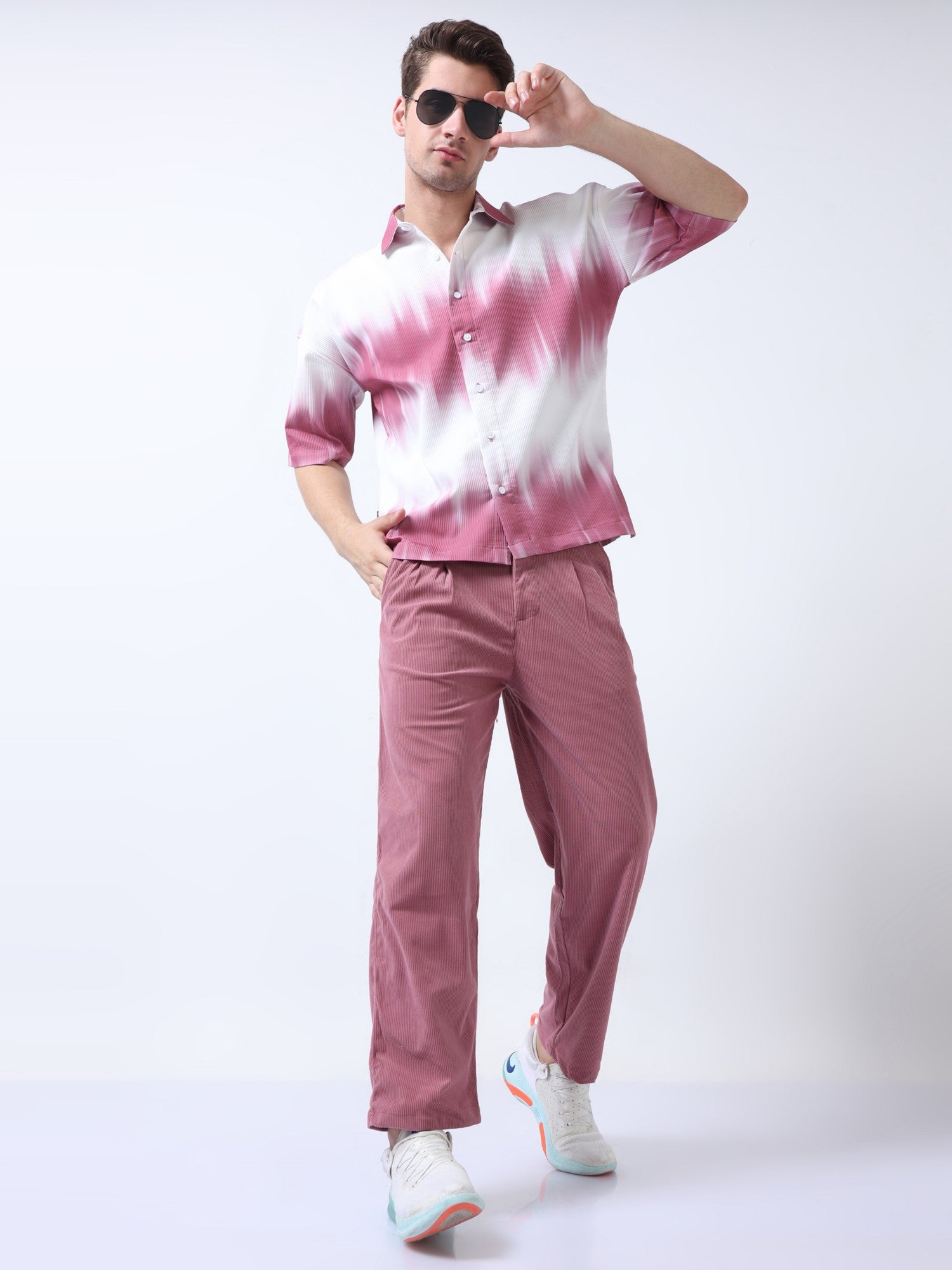 Buy Pink Corduroy Relaxed Fit Men's Baggy Pant