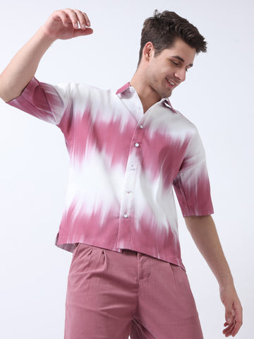 White Pink Men's ChromaPalette Drop Shoulder Shirt