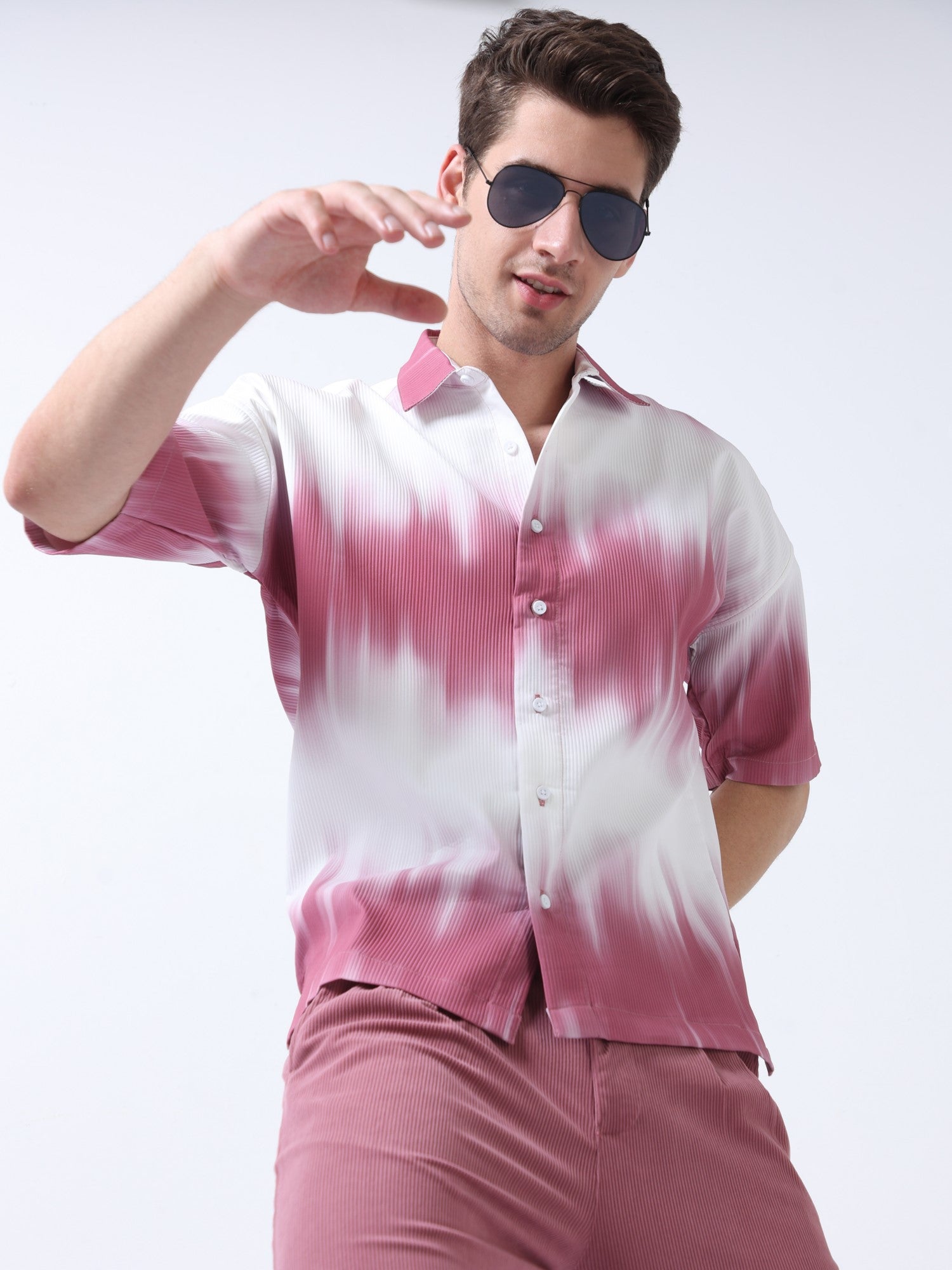 White Pink Men's ChromaPalette Drop Shoulder Shirt