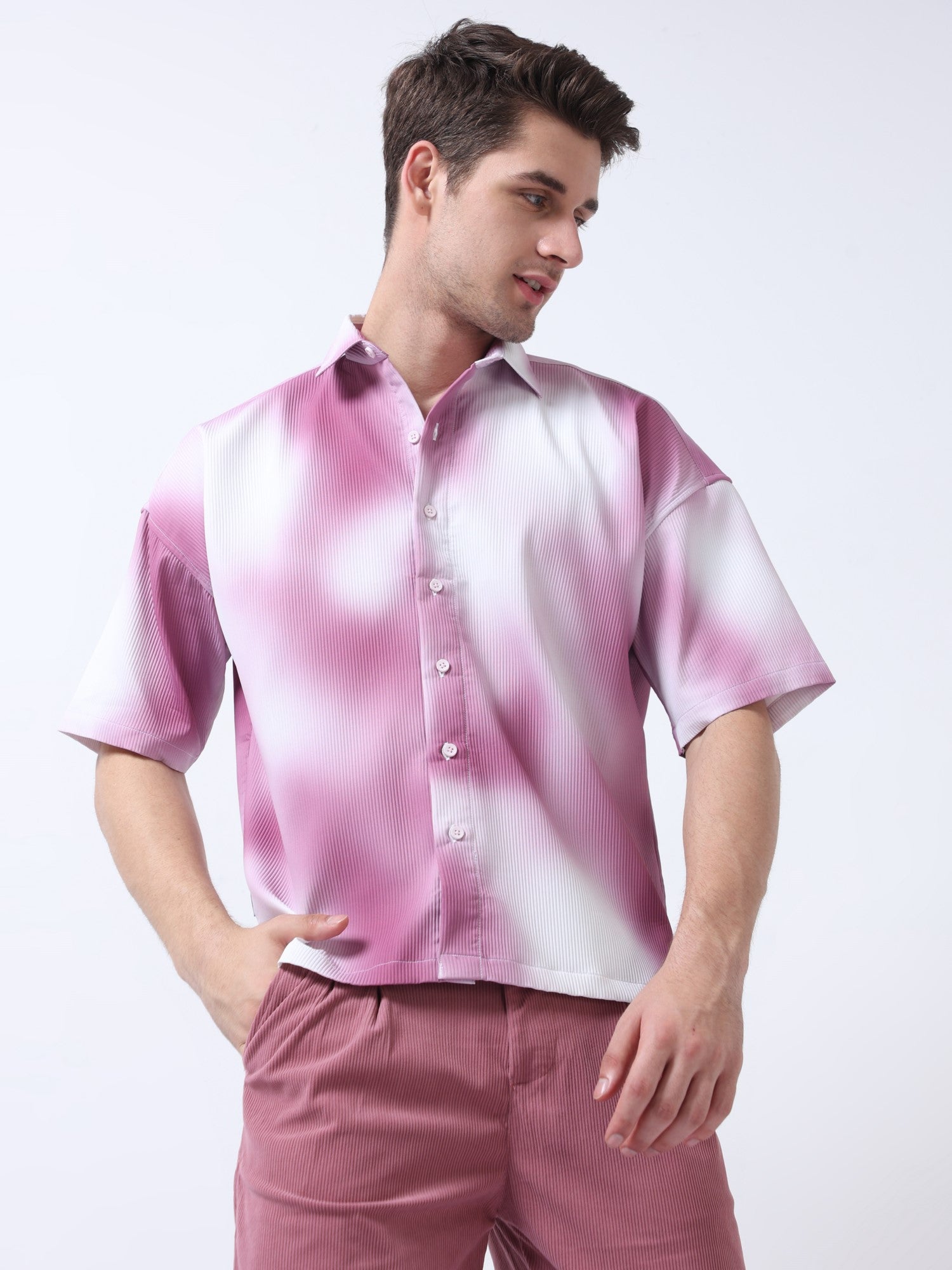 Light Pink Men's ChromaPalette Drop Shoulder Shirt