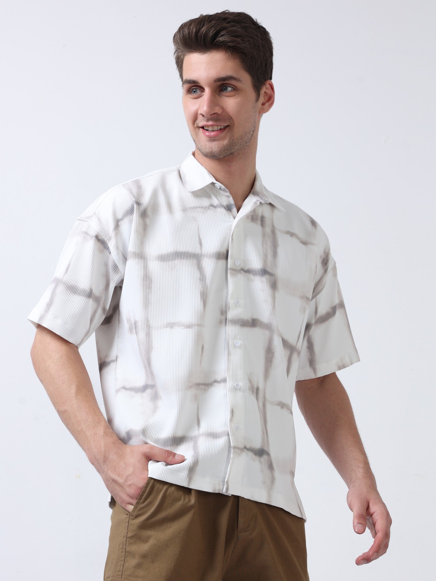 Light Beige Men's ChromaPalette Drop Shoulder Shirt