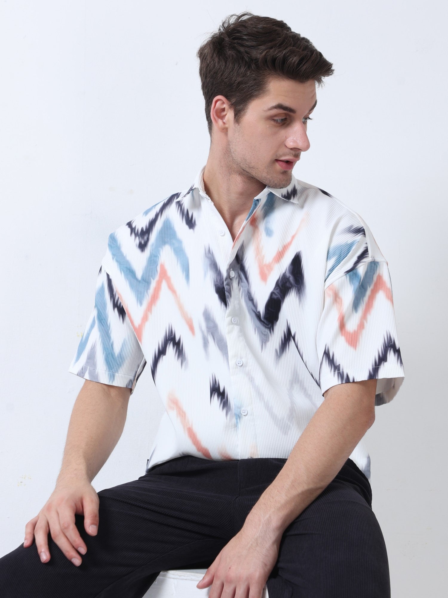 Blue Men's ChromaPalette Drop Shoulder Shirt