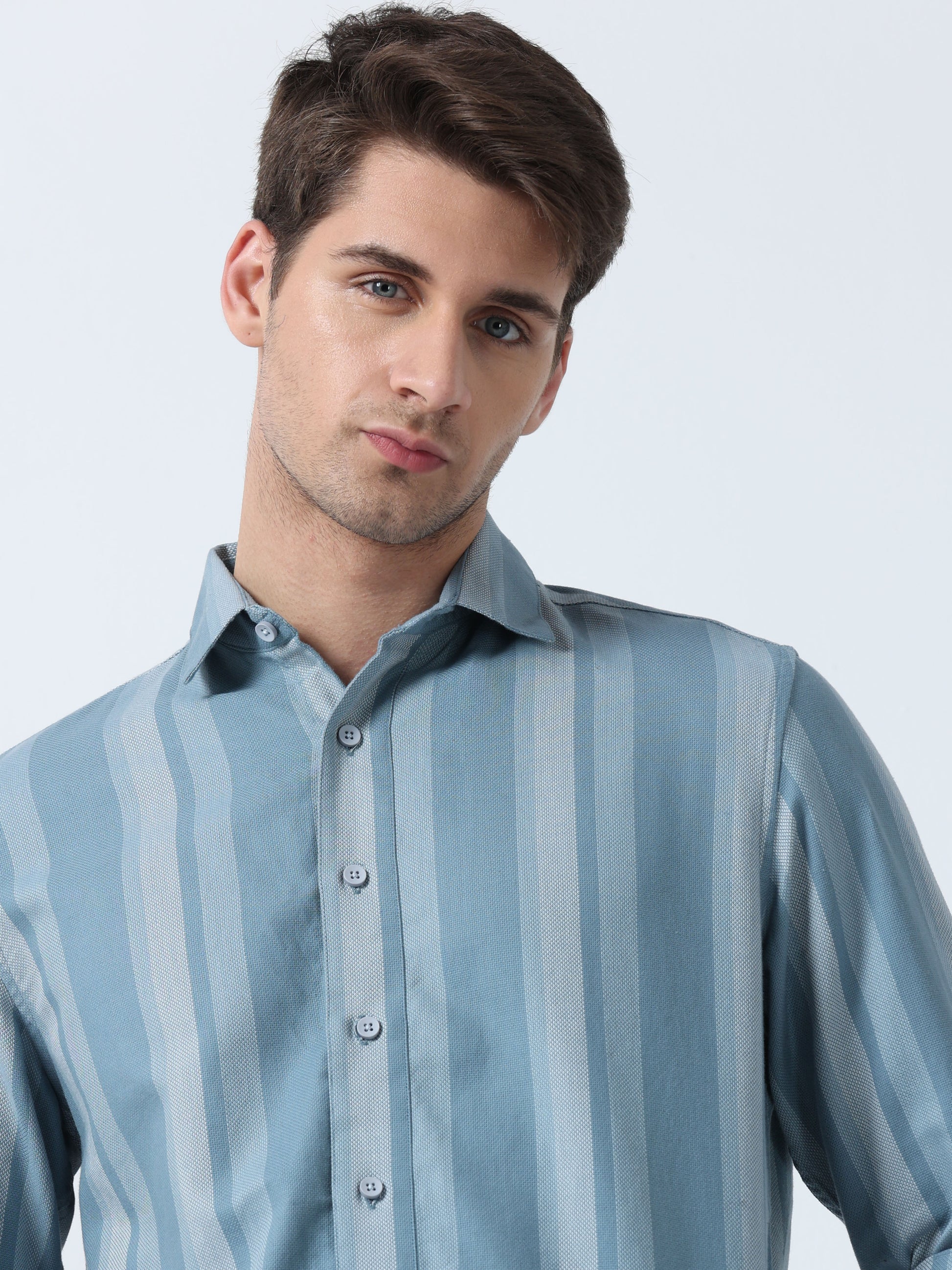 Blue Versatile Full Sleeve Men's Striped shirt