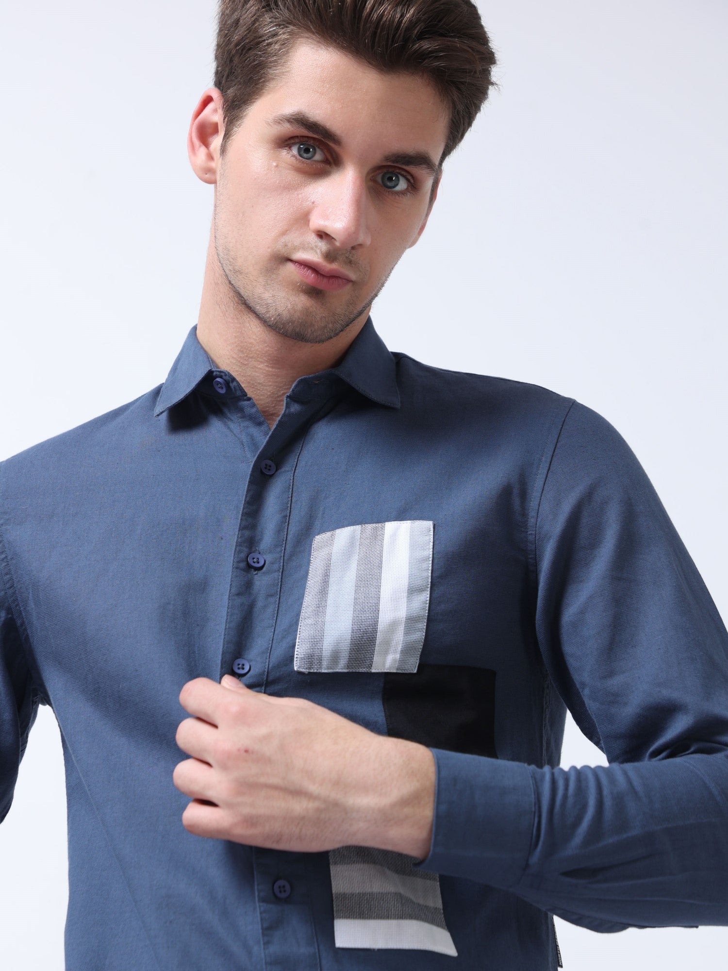 blue line full sleeve casual men's plain shirt