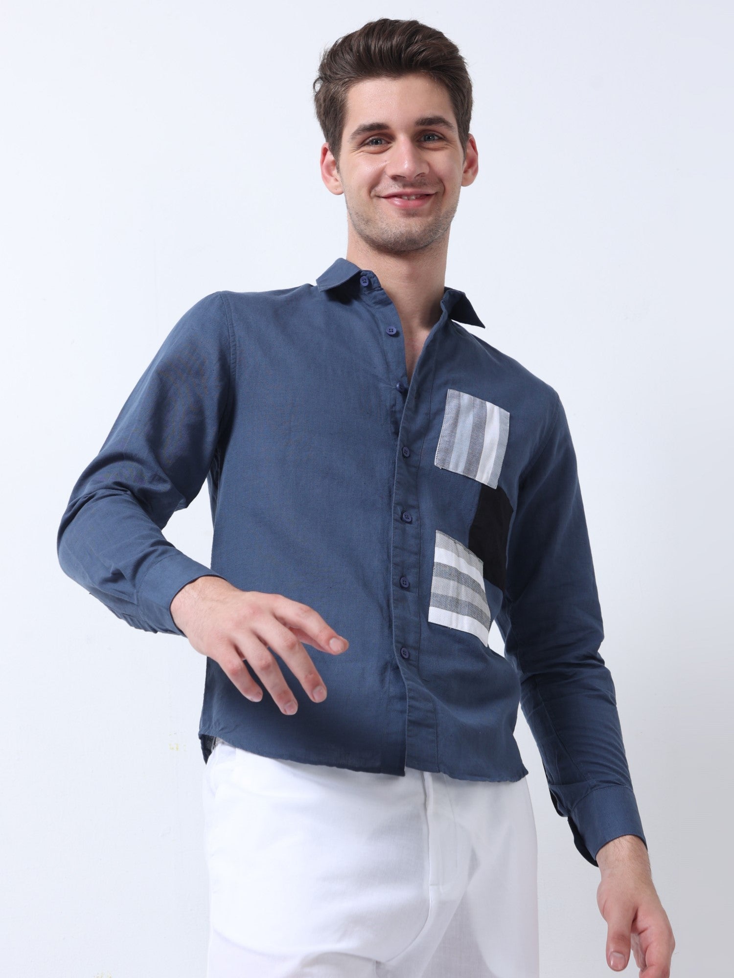 blue line full sleeve casual men's plain shirt