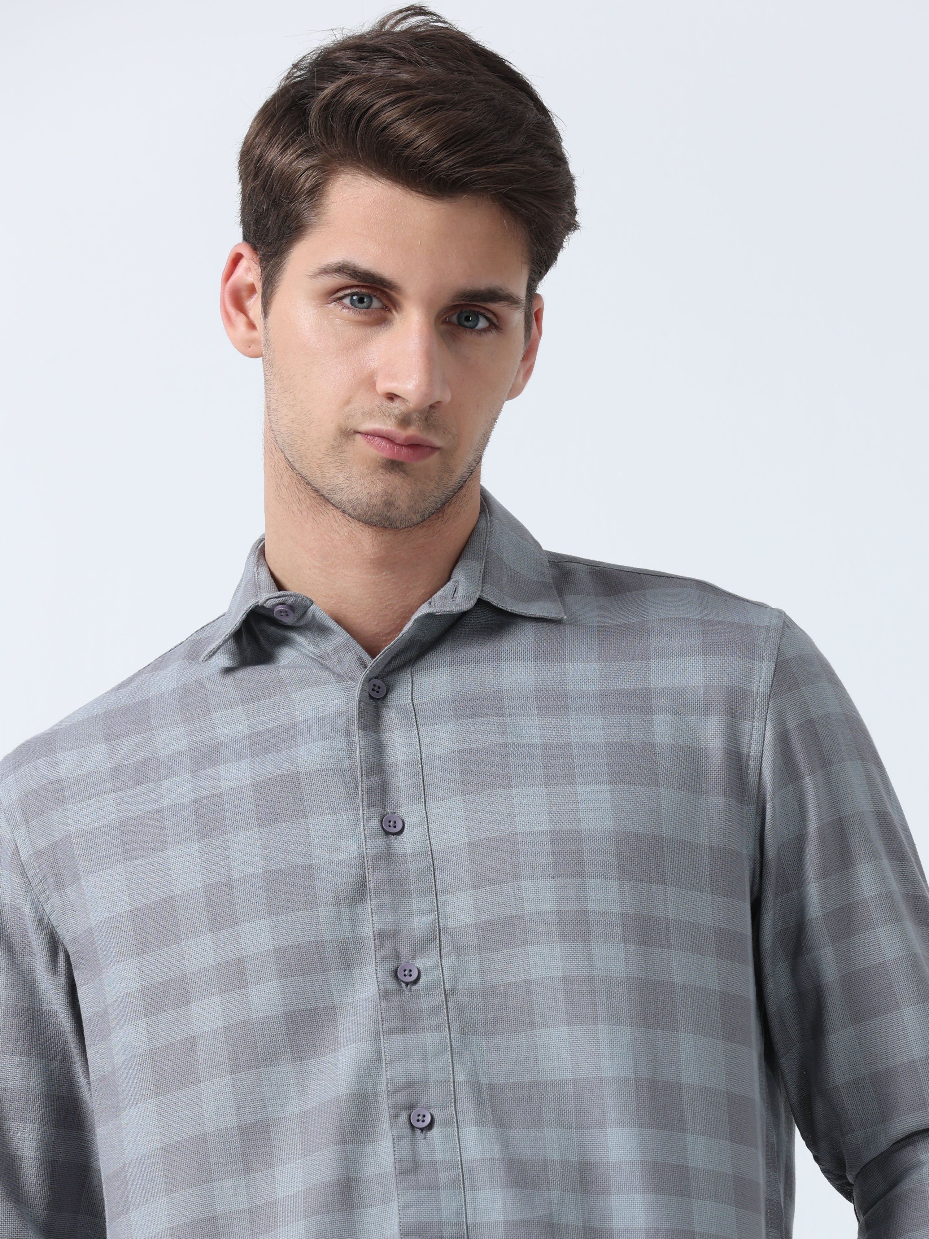 Buy Grey Men's Full Sleeve Plaid Adventure Checked Shirt