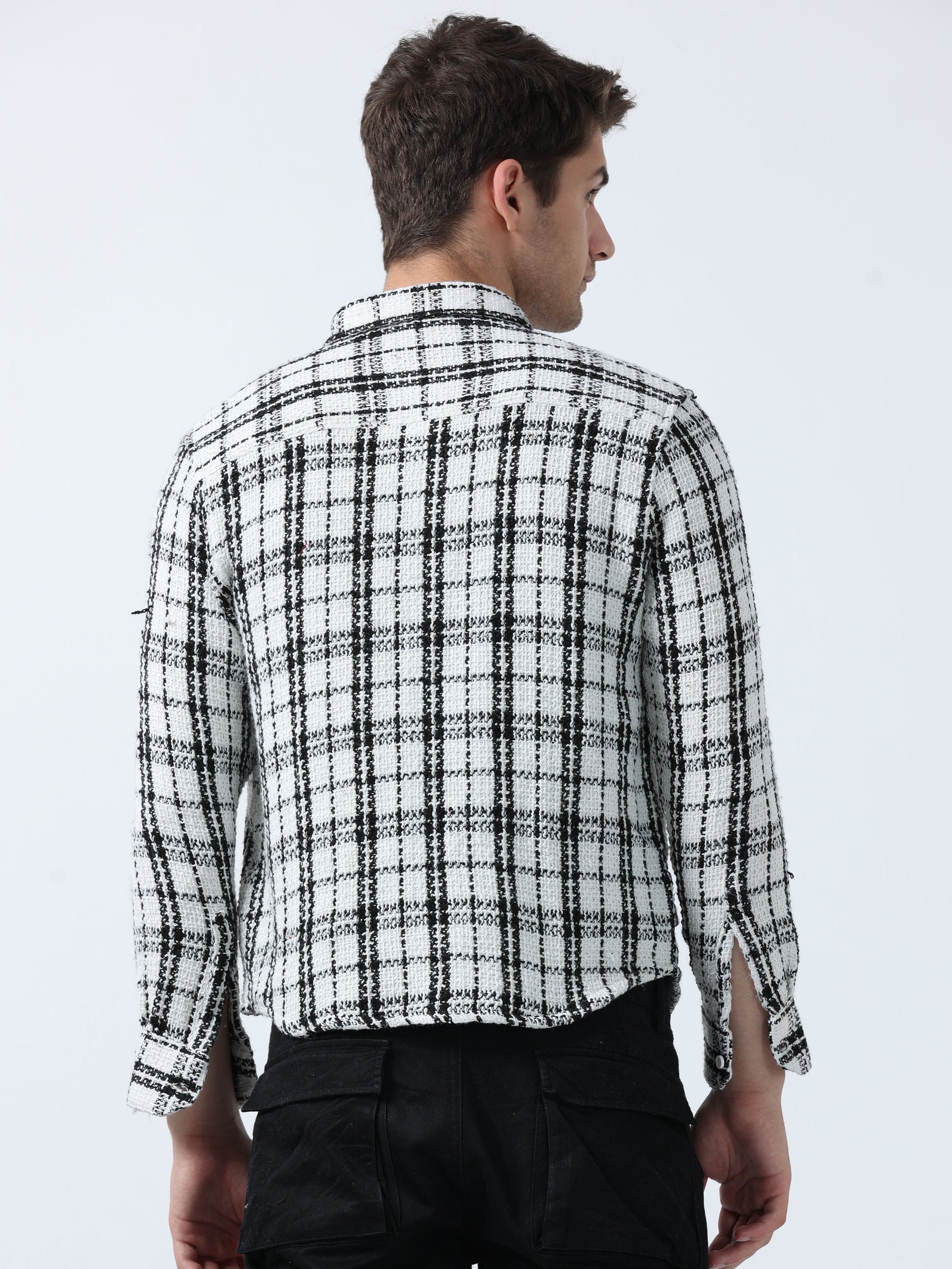 White Imported Fabric Full Sleeve Stylish Men's Checked Shirt