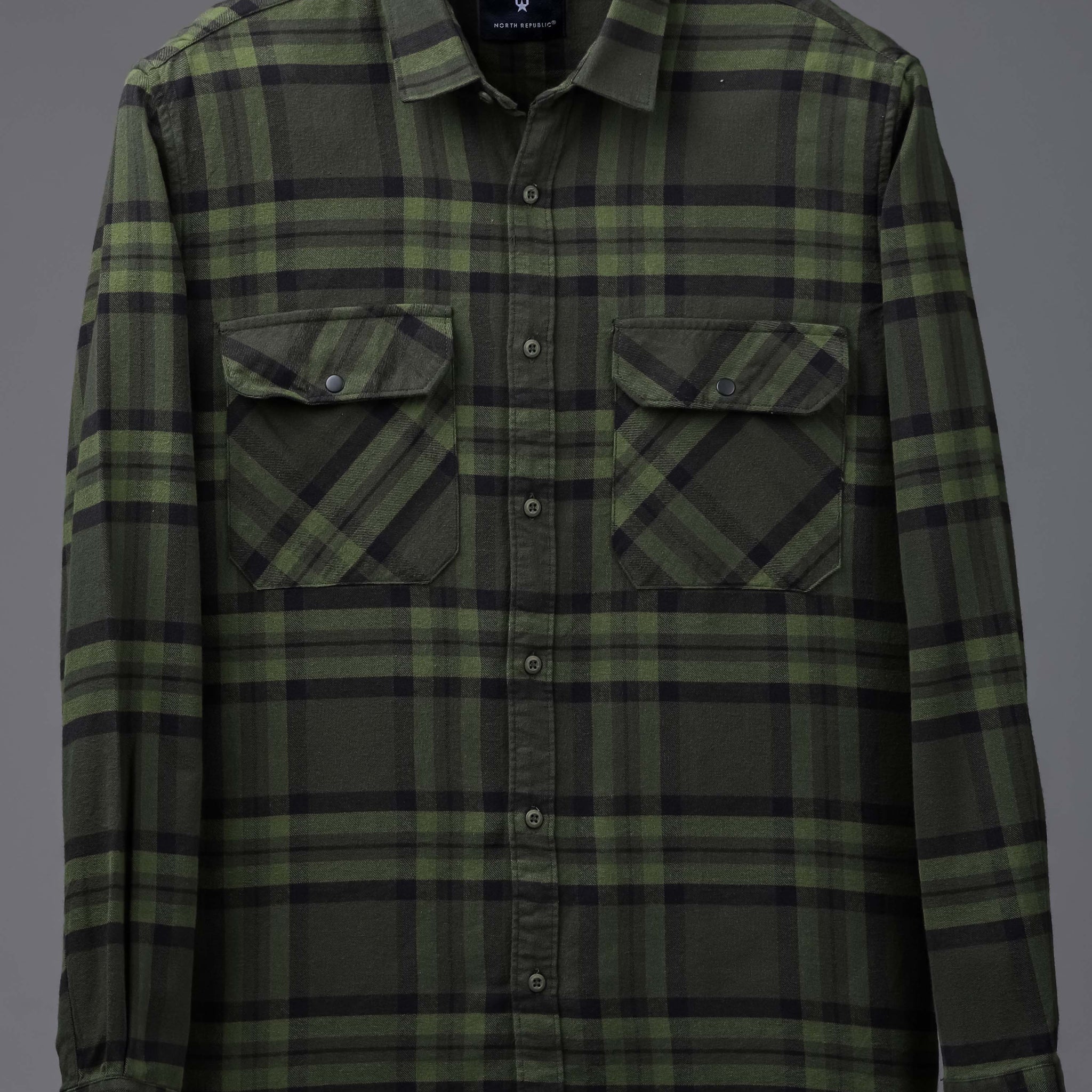 Men's checked full sleeves double pocket shirt | Pista