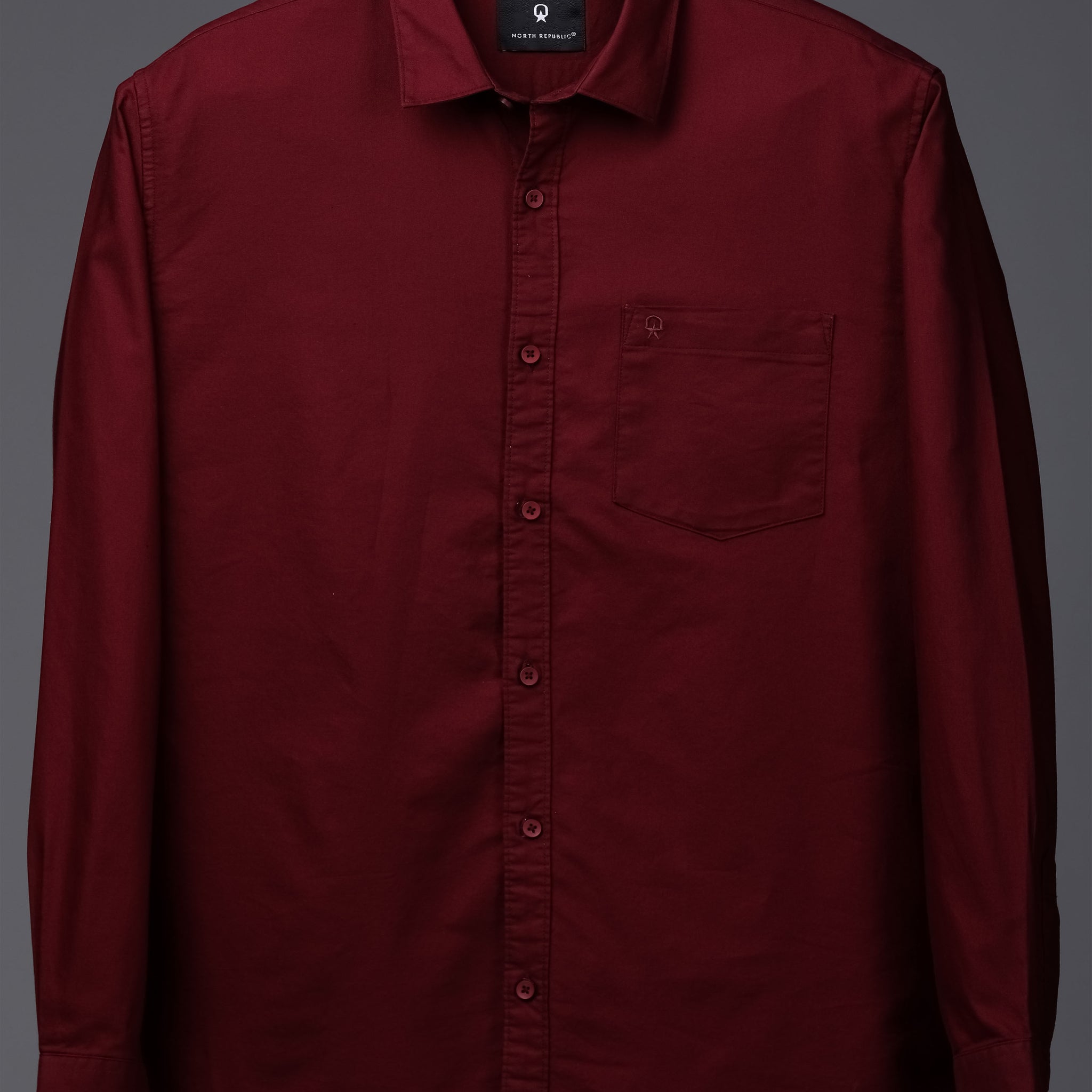 Men's plain full sleeves single pocket shirt | Maroon