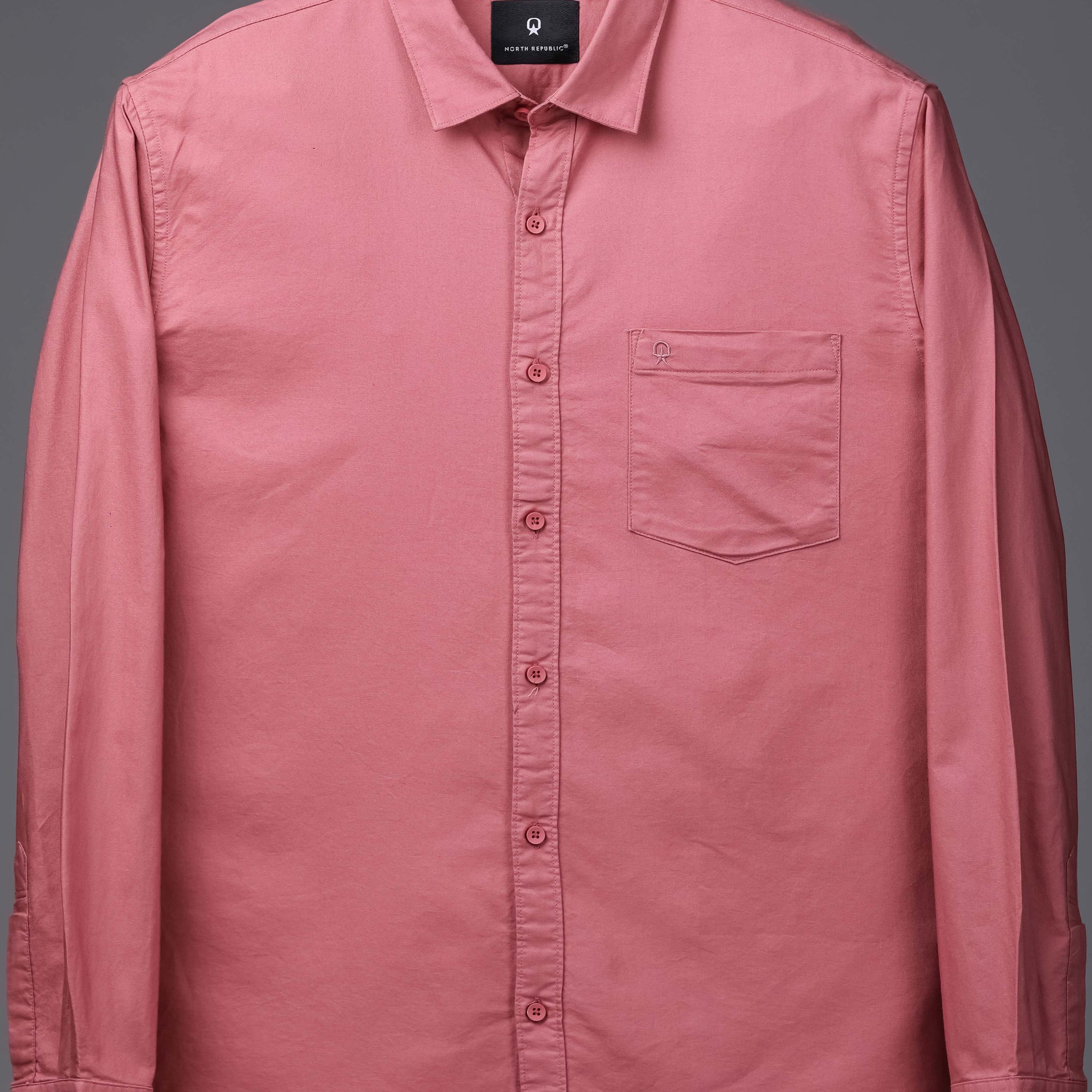 Men's plain full sleeves single pocket shirt | Peach