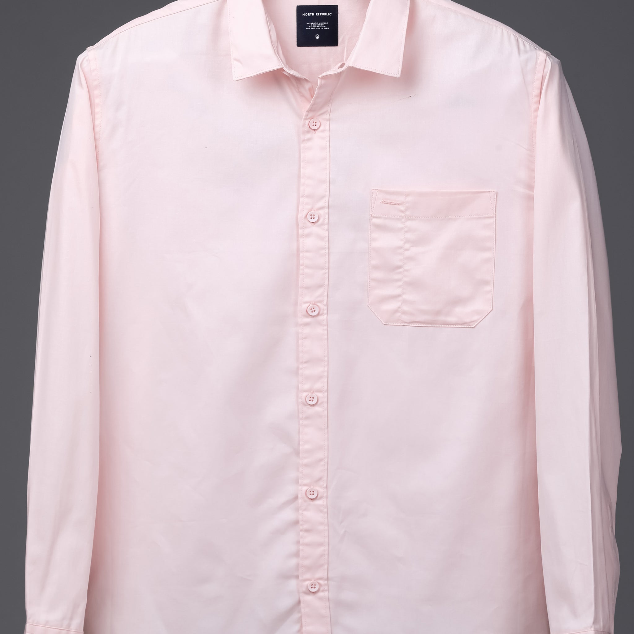 Men's plain full sleeves single pocket shirt | Light Pink