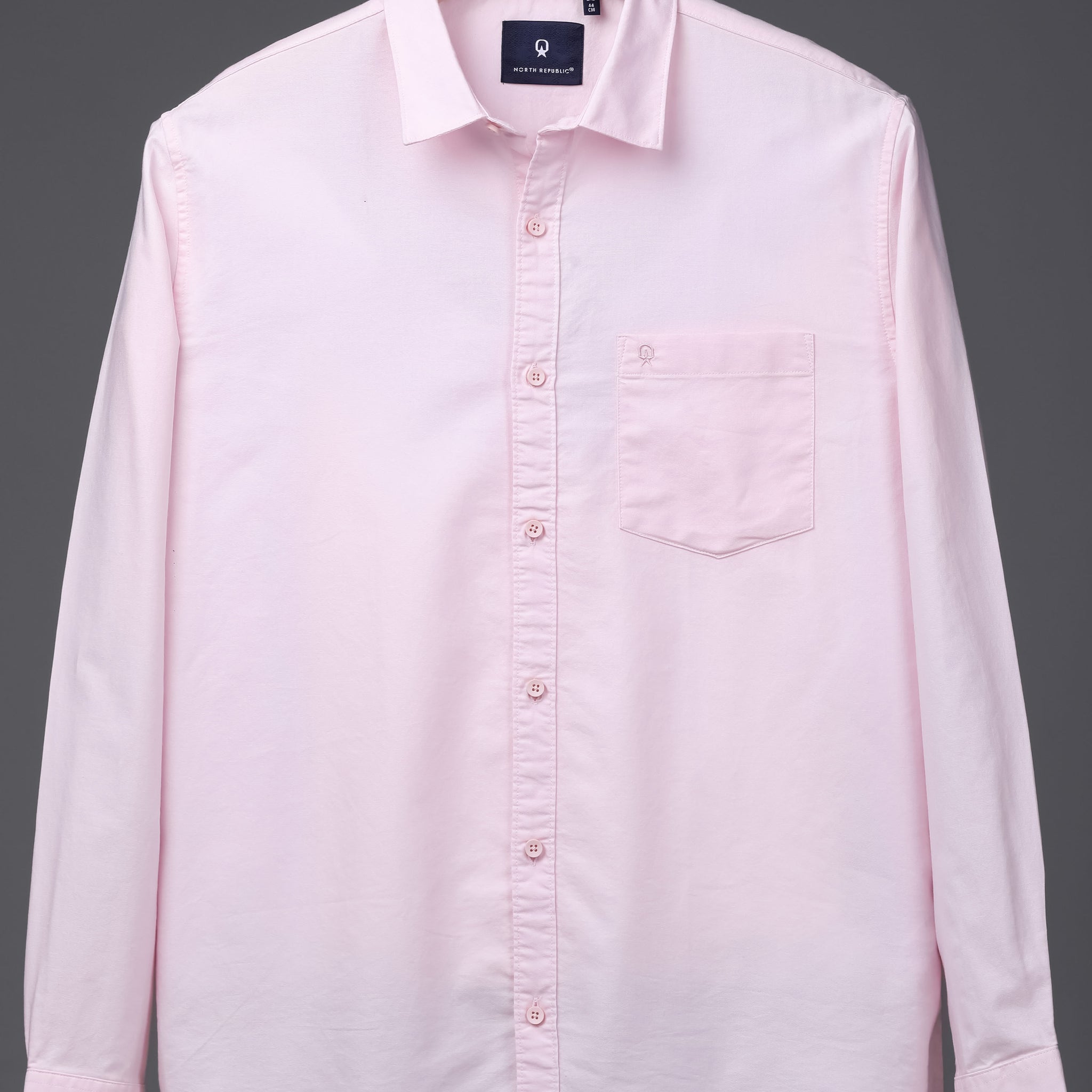 Men's plain full sleeves single pocket shirt | Pink