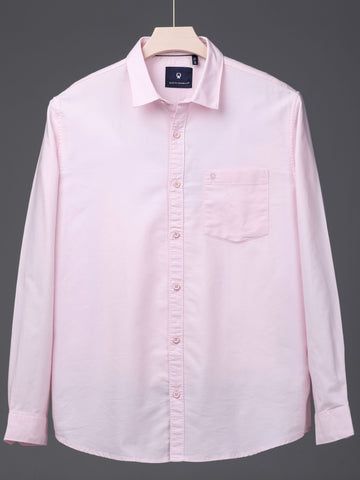 Men's plain full sleeves single pocket shirt | Pink