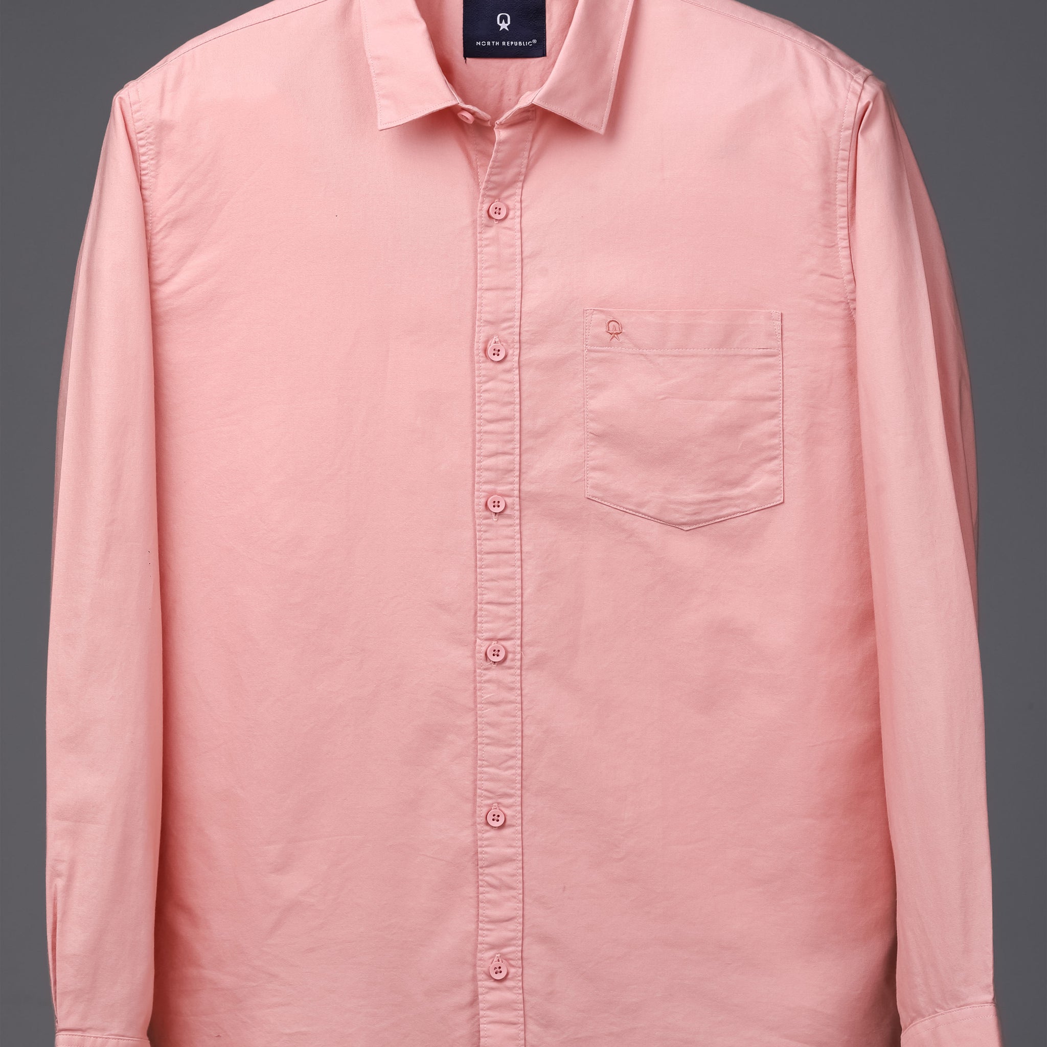 Men's plain full sleeves single pocket shirt | Peach