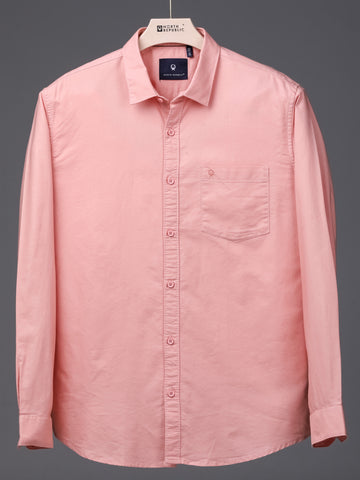 Men's plain full sleeves single pocket shirt | Peach