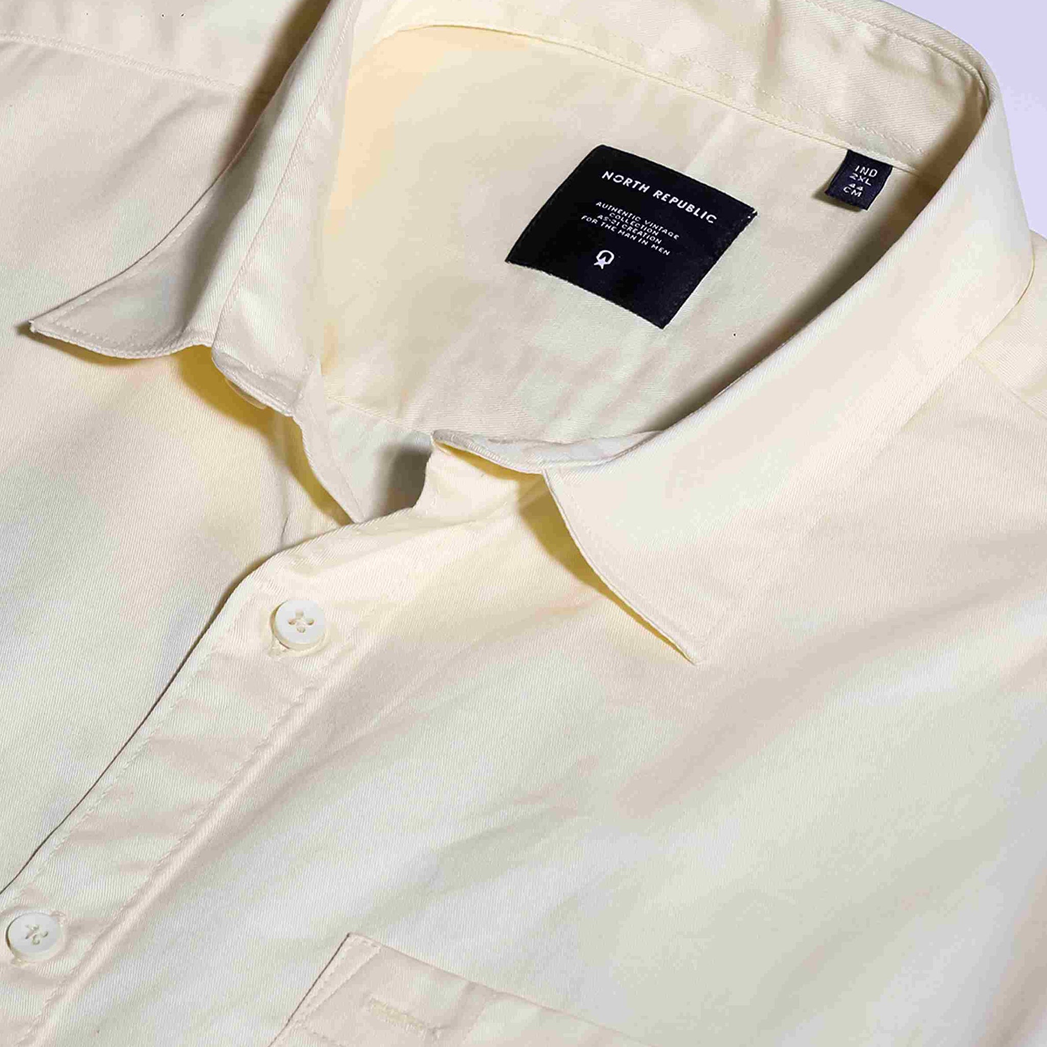 Men's plain full sleeves single pocket shirt | Yellow