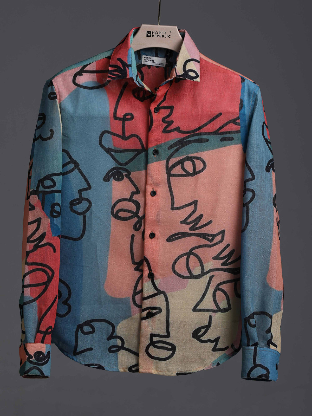 Buy Rust Men's Linen Feel Full Sleeve Printed Shirt
