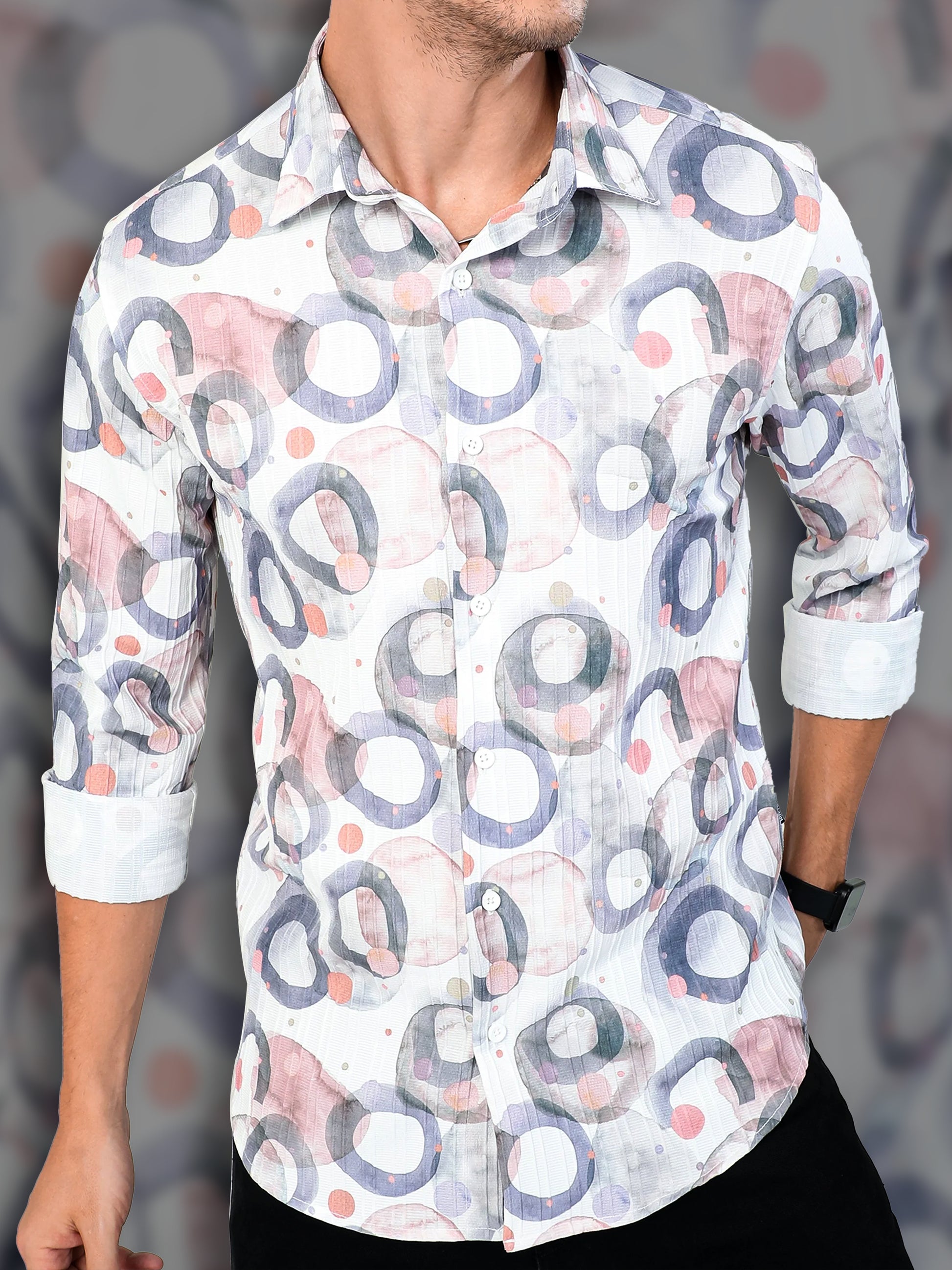 navy brush strokes men's abstract printed shirt
