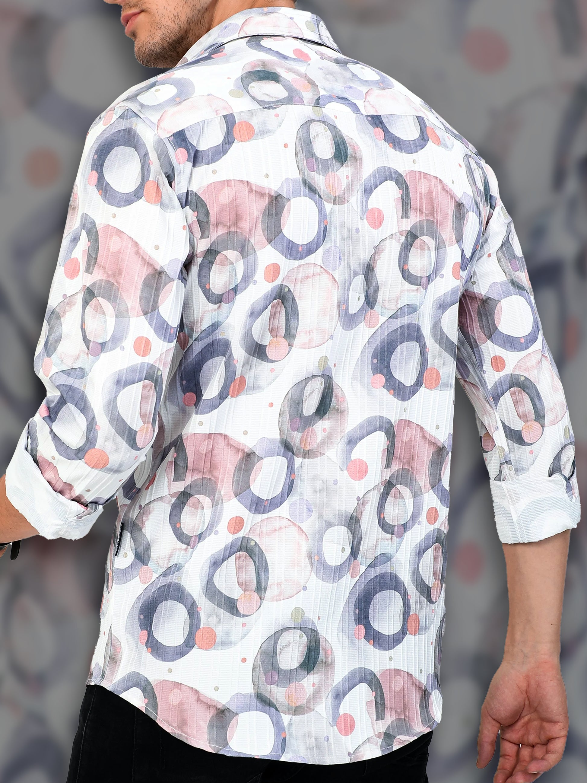 navy brush strokes men's abstract printed shirt