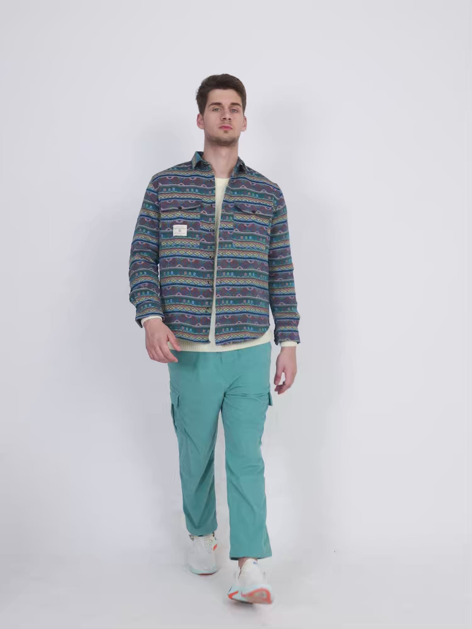 Mystic Green Safari Spirit Tribal Jacquard shirt