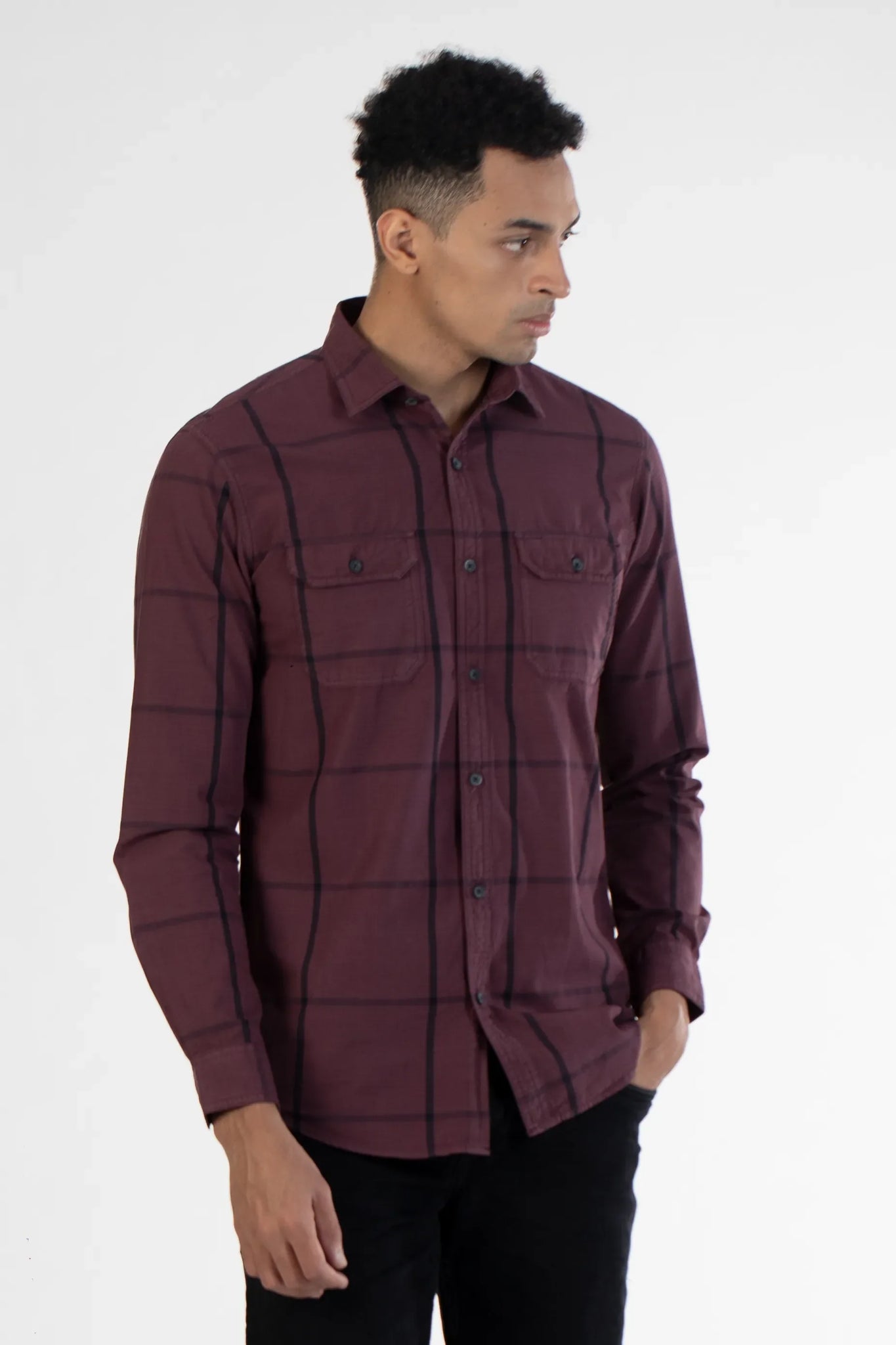 Buy Double Pocket Broad Checked Shirt Online.