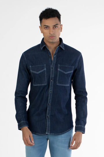 Buy Dark Wash Denim Shirt Online