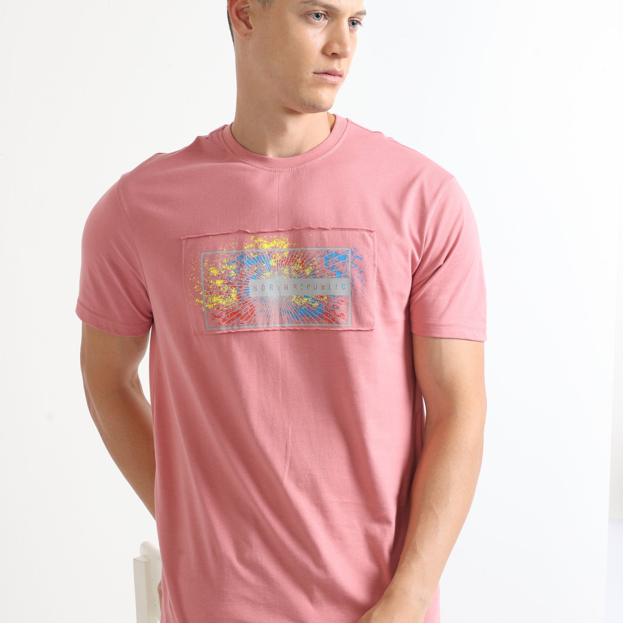 Pink Abstract Graphic Printed T Shirt