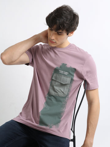 Buy Abstract Print Crew Neck T-Shirt With Utility Pocket Online
