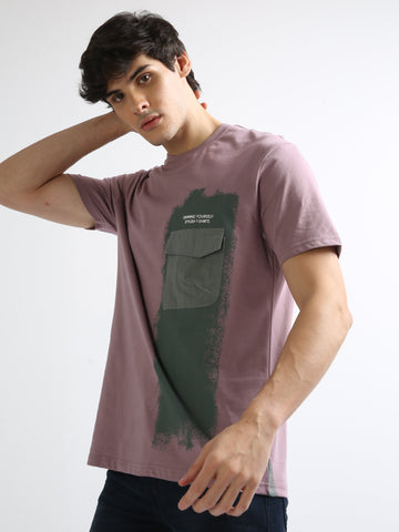 Buy Abstract Print Crew Neck T-Shirt With Utility Pocket Online