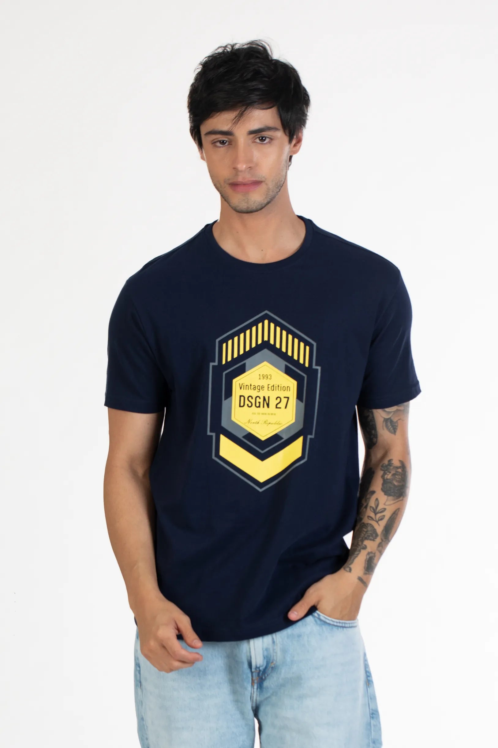 Shop OLIVE Badge Printed Round Neck T Shirt Online