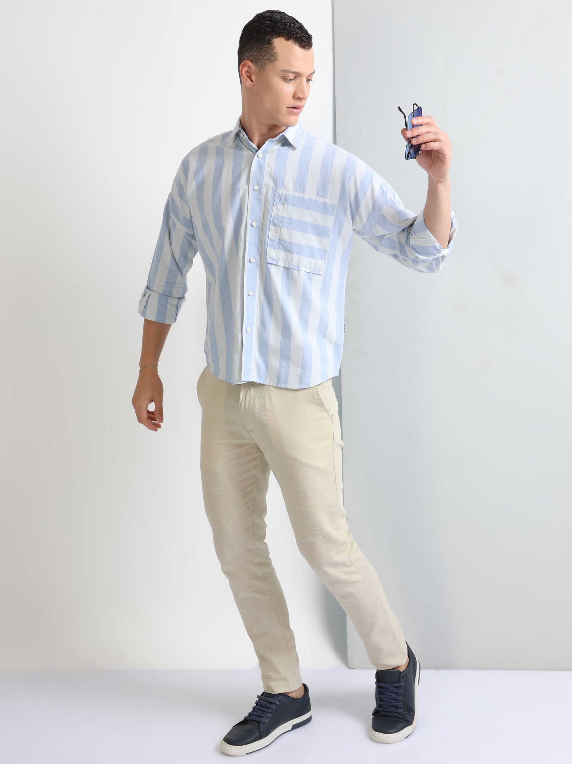 Buy Big Striped Stylish Pocket Shirt Online.