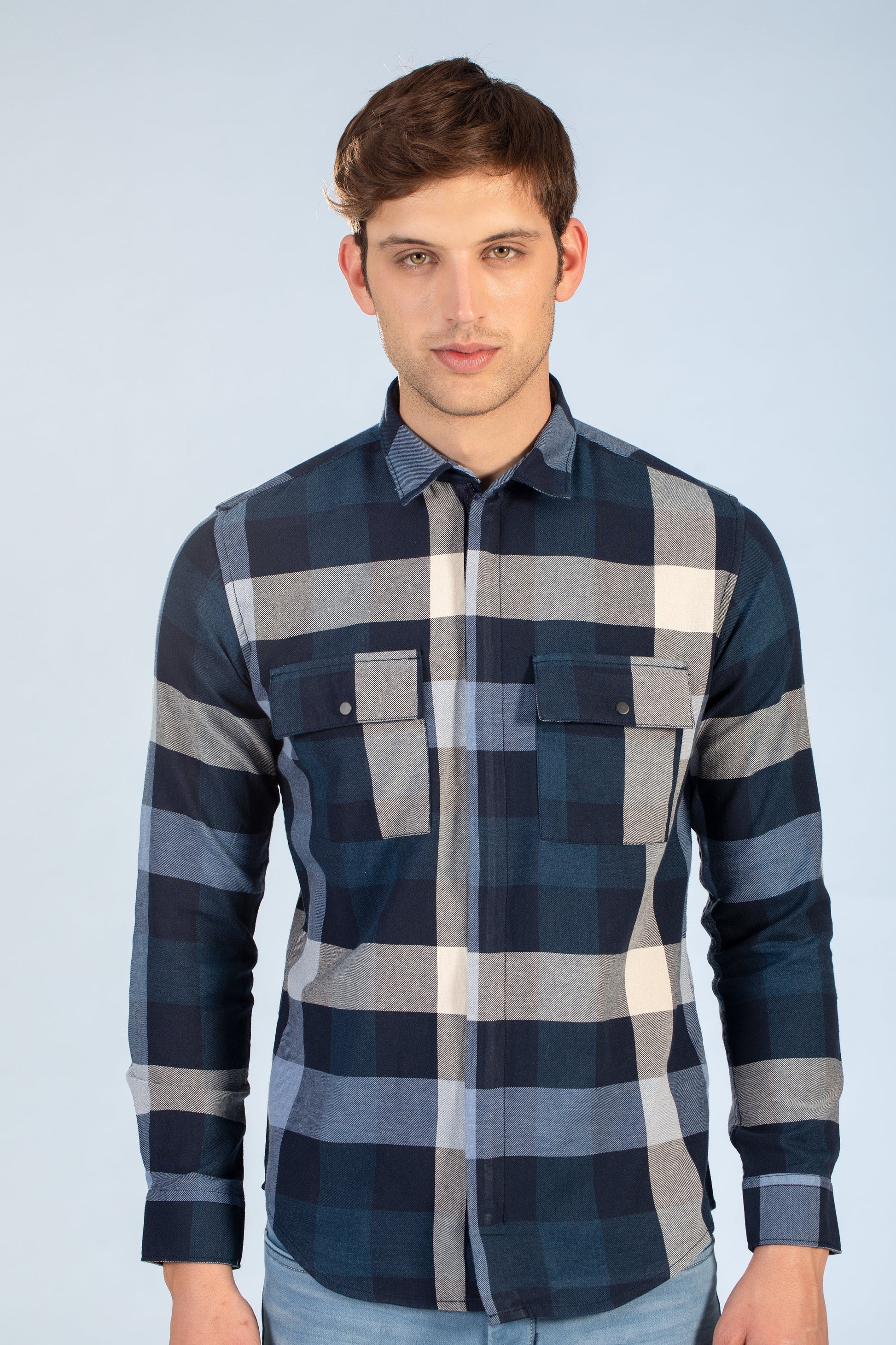Buy Brushed Twill Flannel Plaid Shirt Online.