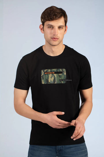 Buy Camo Printed Round Neck T-Shirt Online.