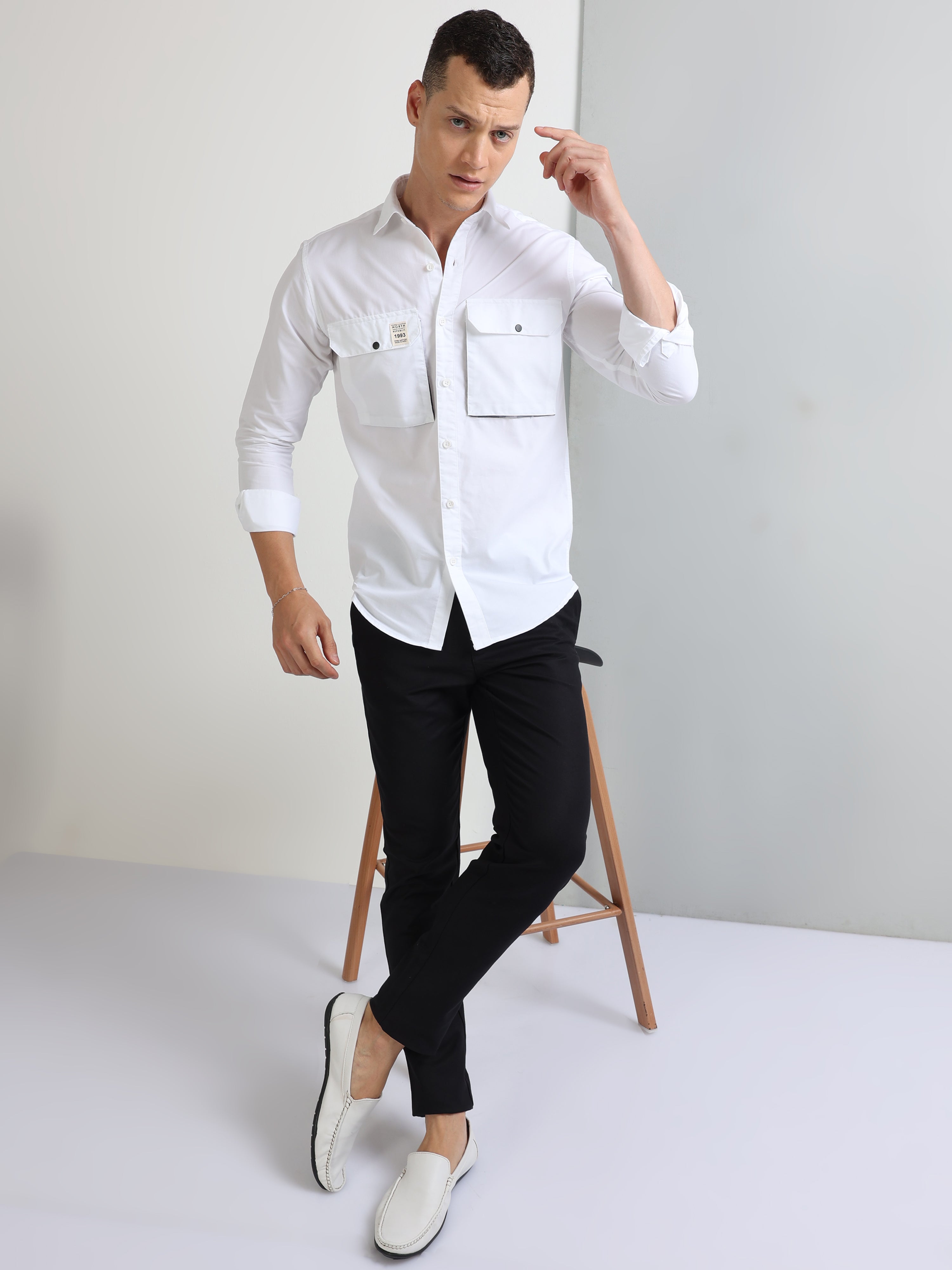 plain white shirt with pocket