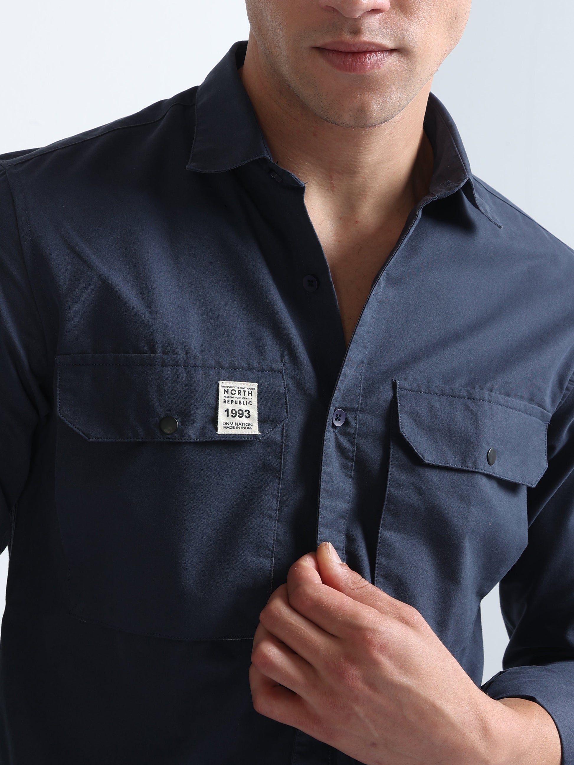 Buy Cargo Double Pocket Fashionable Twill Shirt For Mens Online.