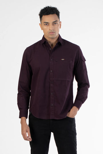 Buy Cargo Pocket Full Sleeve Plain Shirt Online.