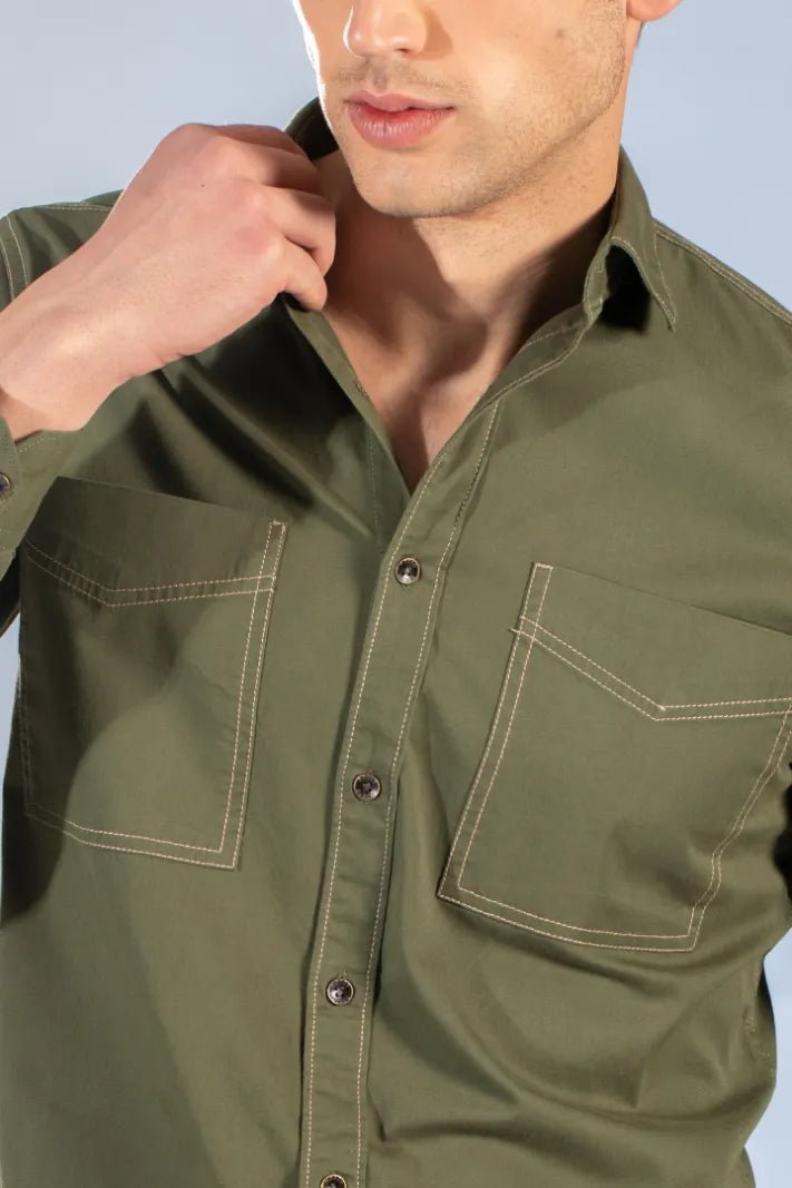 Buy Casual Double Pocket Twill Shirt Online.