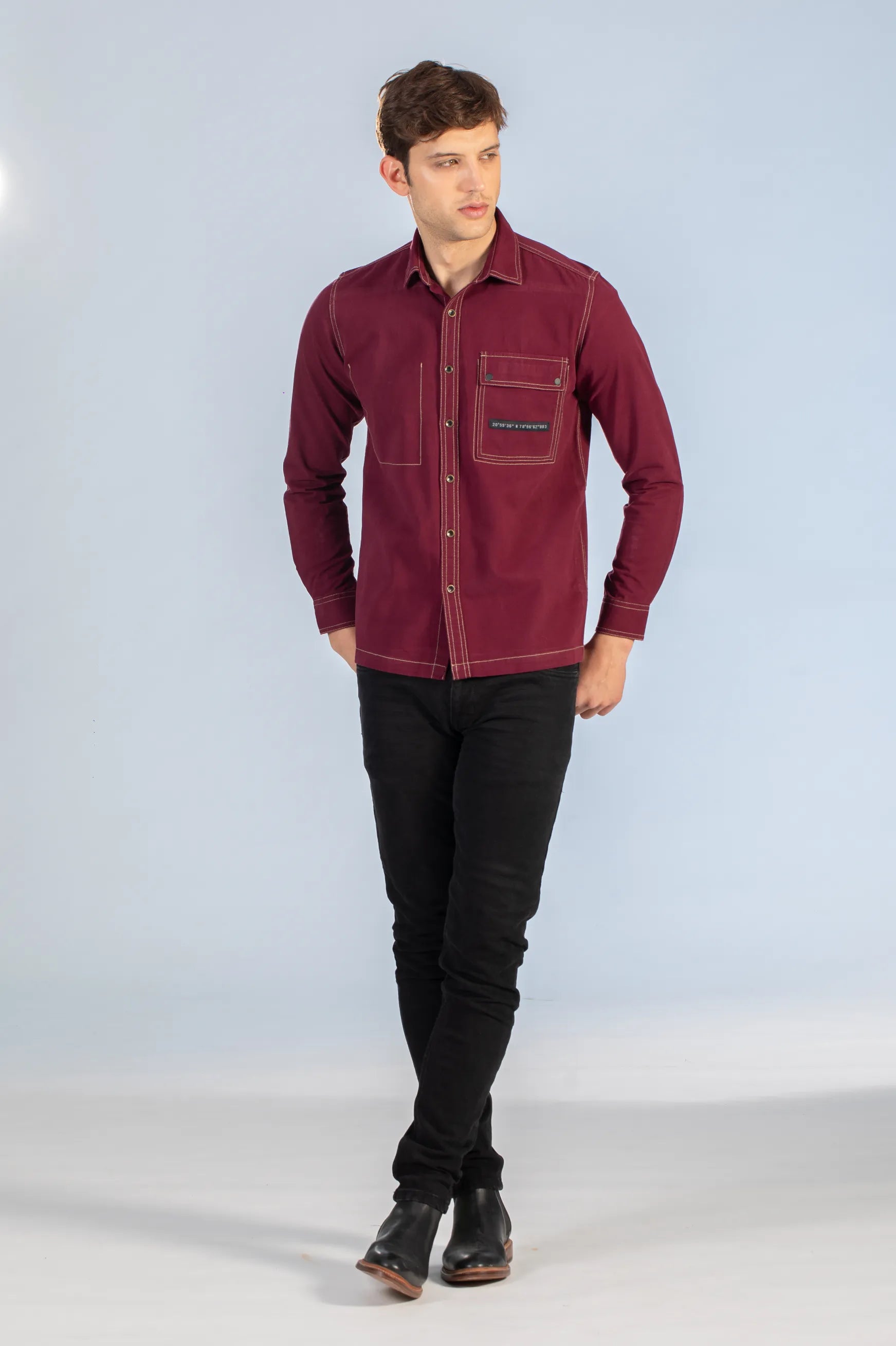 FELIX Claret Red Suede Shirt Jacket | Men's Suede Leather Jacket