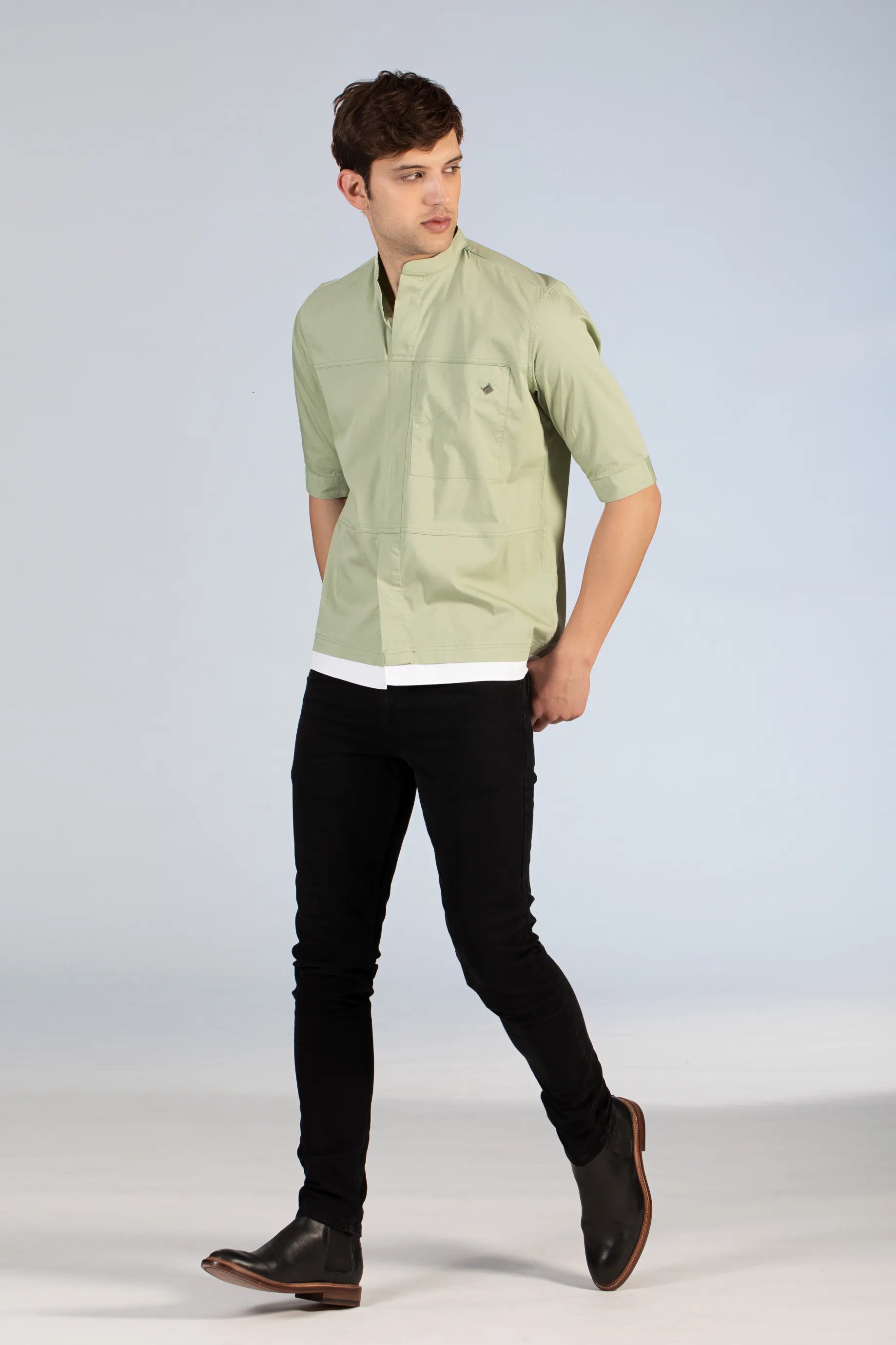 Buy Chinese Collar Five Sleeve Shirt Online.