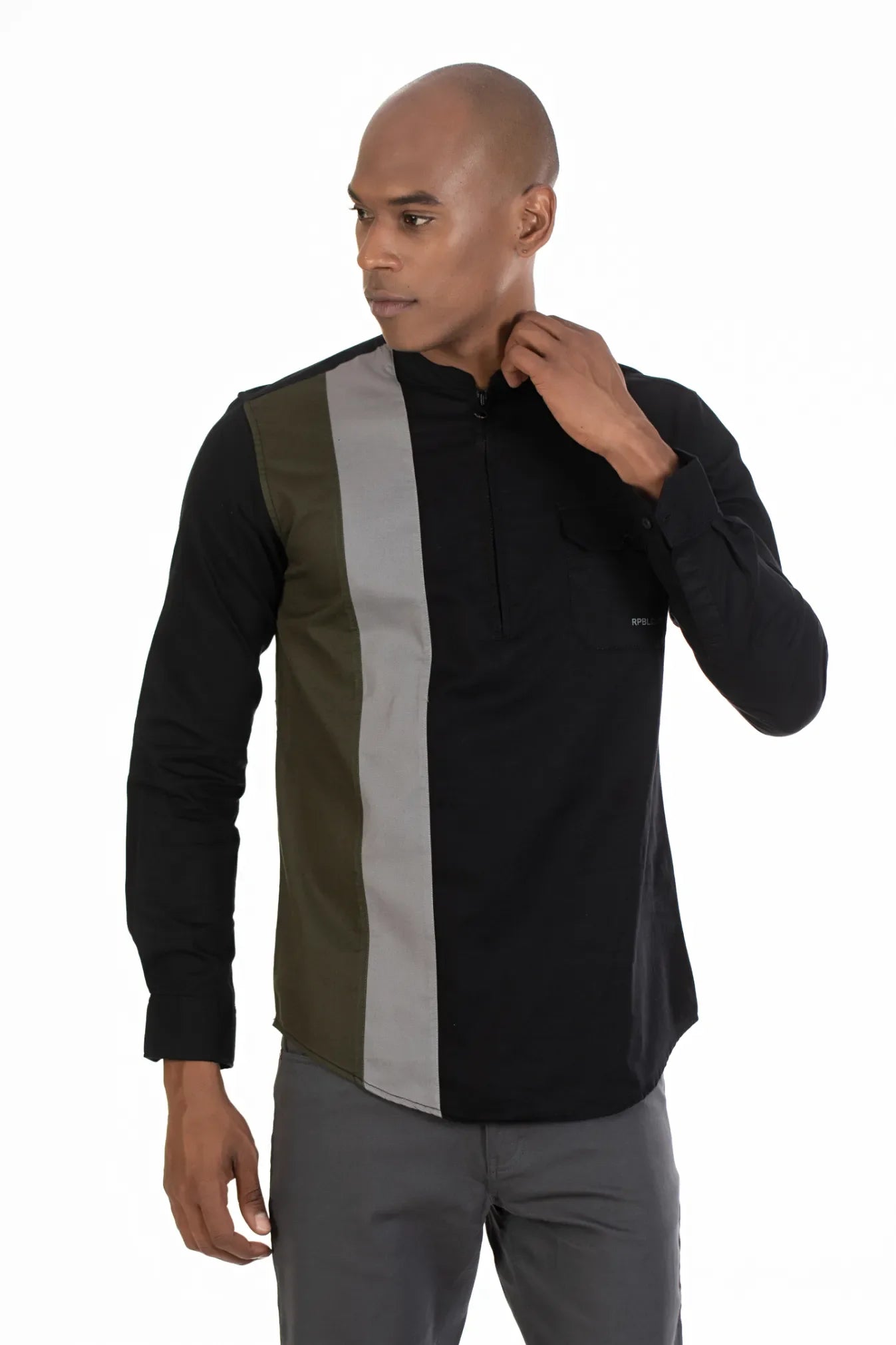 Buy Chinese Collar Pannel Shirt Online.