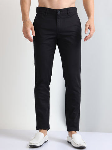 Black Classy Cotton Stretch men's Trousers